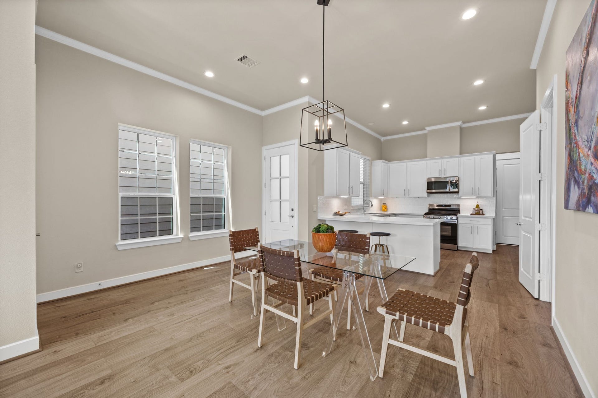 1606 Northwood Street, Houston, TX 77009 Alternate view of the dining and kitchen. Plenty of space for a large dining table, and easily communicate with guests while cooking.