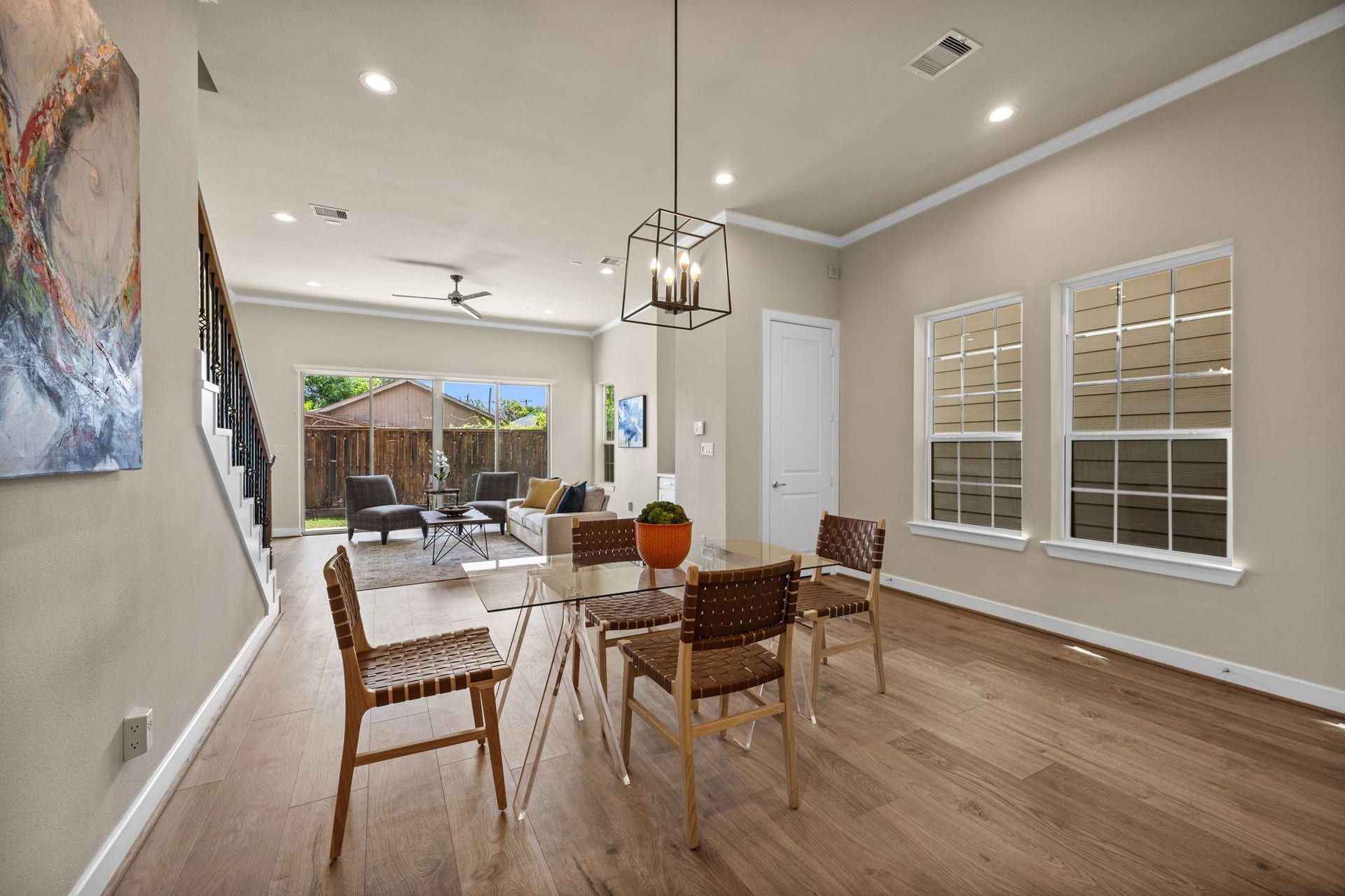 1606 Northwood Street, Houston, TX 77009 View from dining, looking towards living.