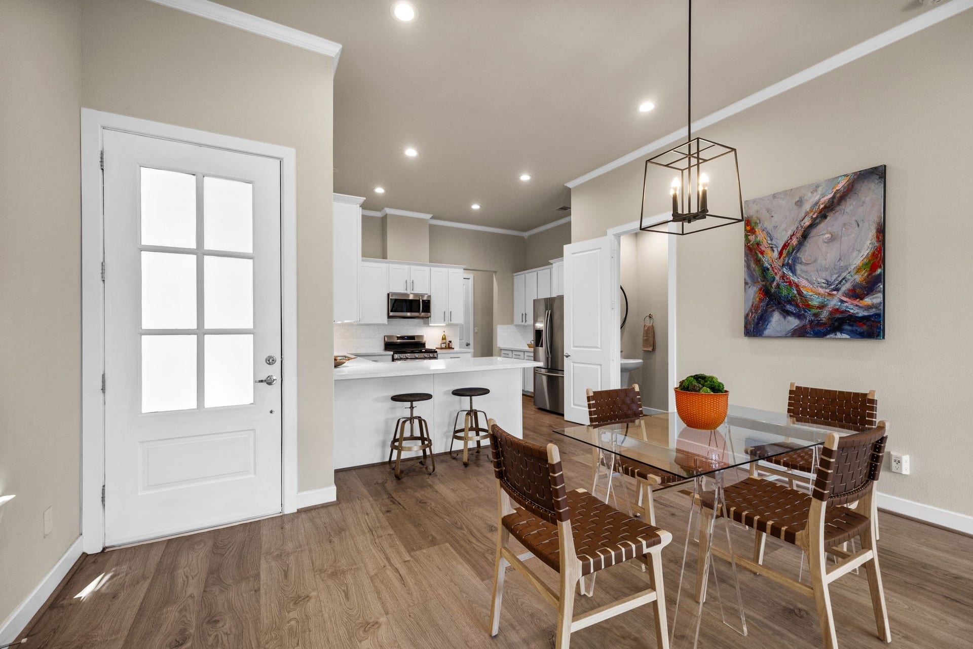1606 Northwood Street, Houston, TX 77009 Alternate view from dining, looking towards the kitchen.