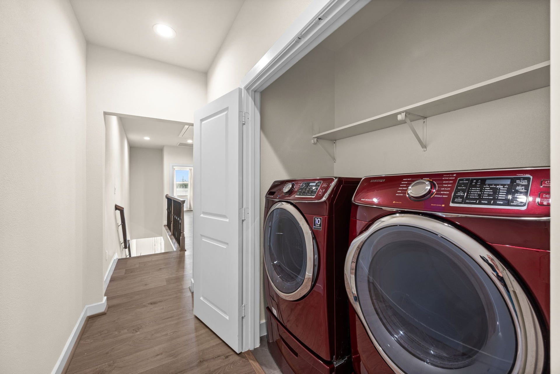 1606 Northwood Street, Houston, TX 77009 Laundry is centrally located on the 2nd floor, between the primary and secondary bathrooms.
