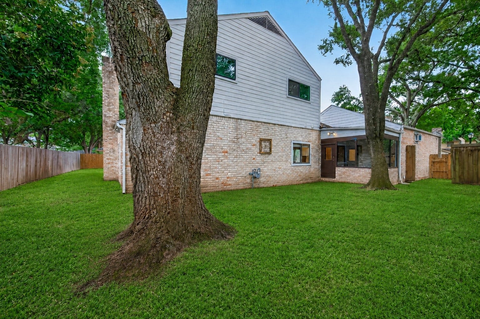 Private fenced backyard