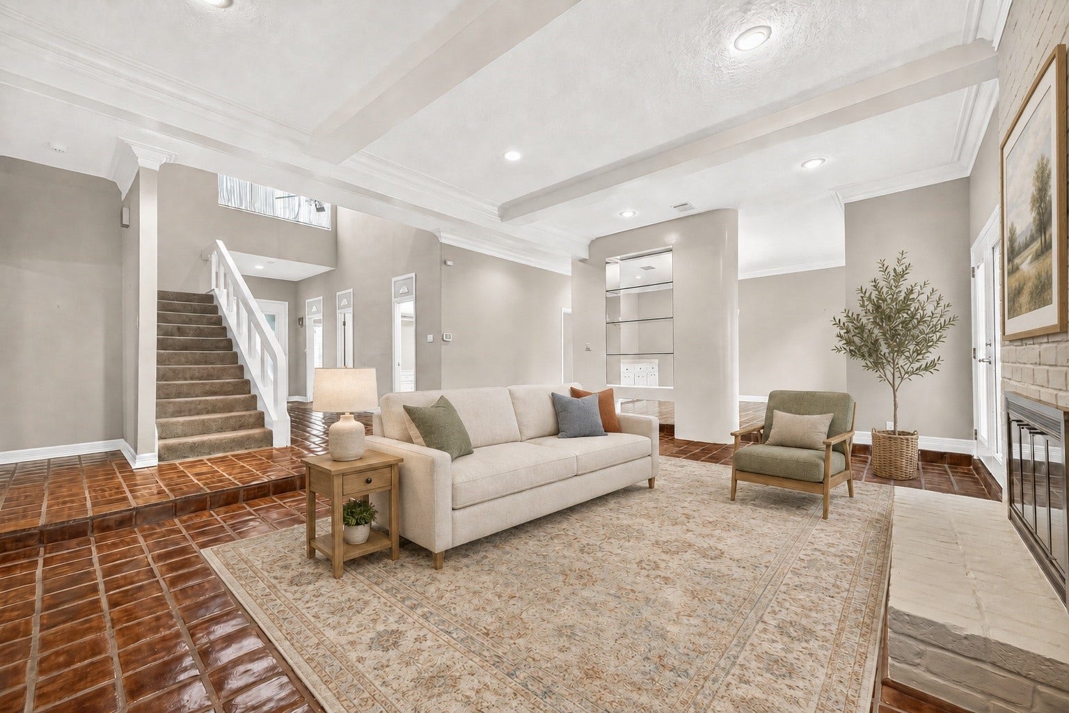 Living room with fire place