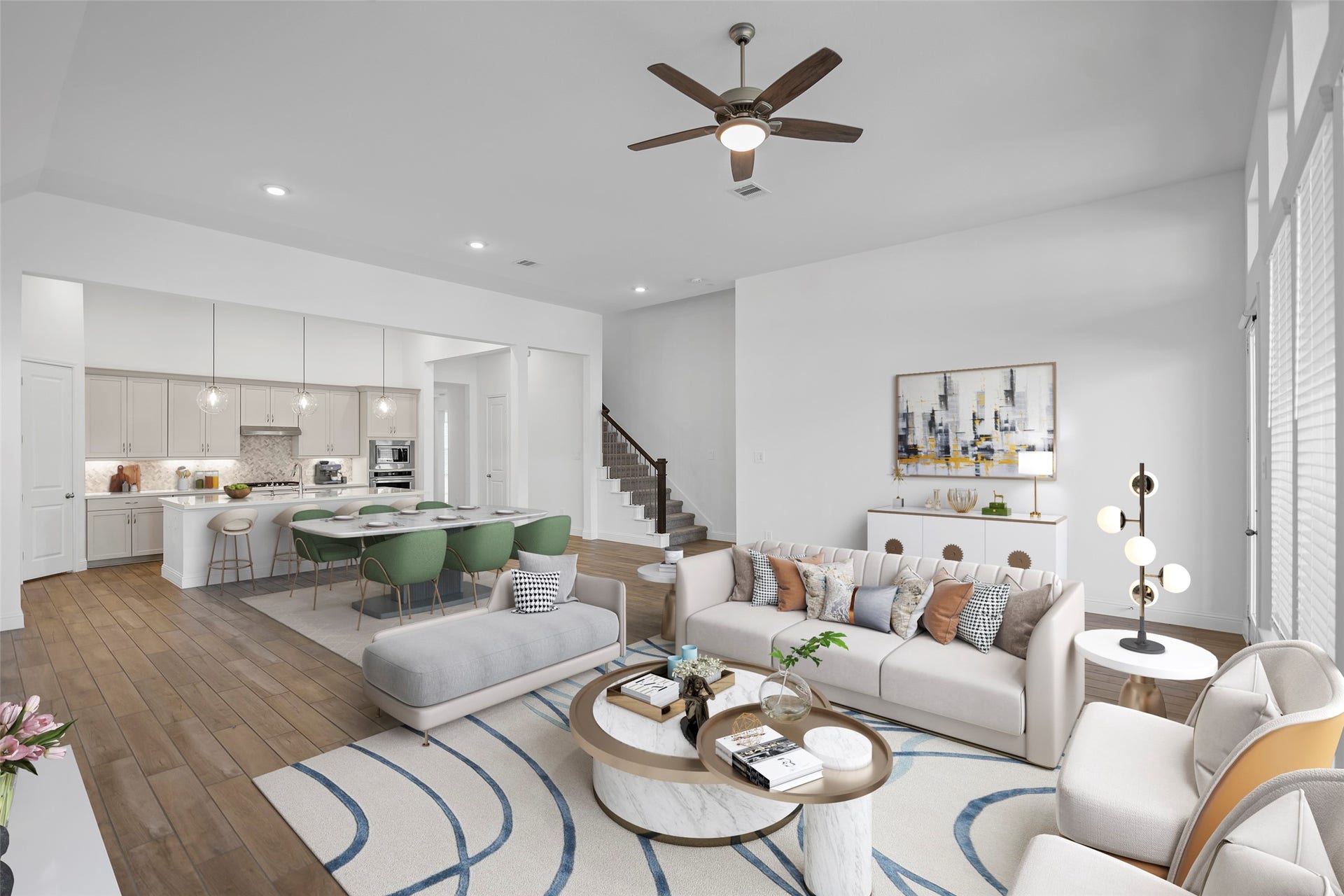 15722 Rosemary Hill Lane, Conroe, TX 77302 Virtually Staged Family, Dining and Kitchen