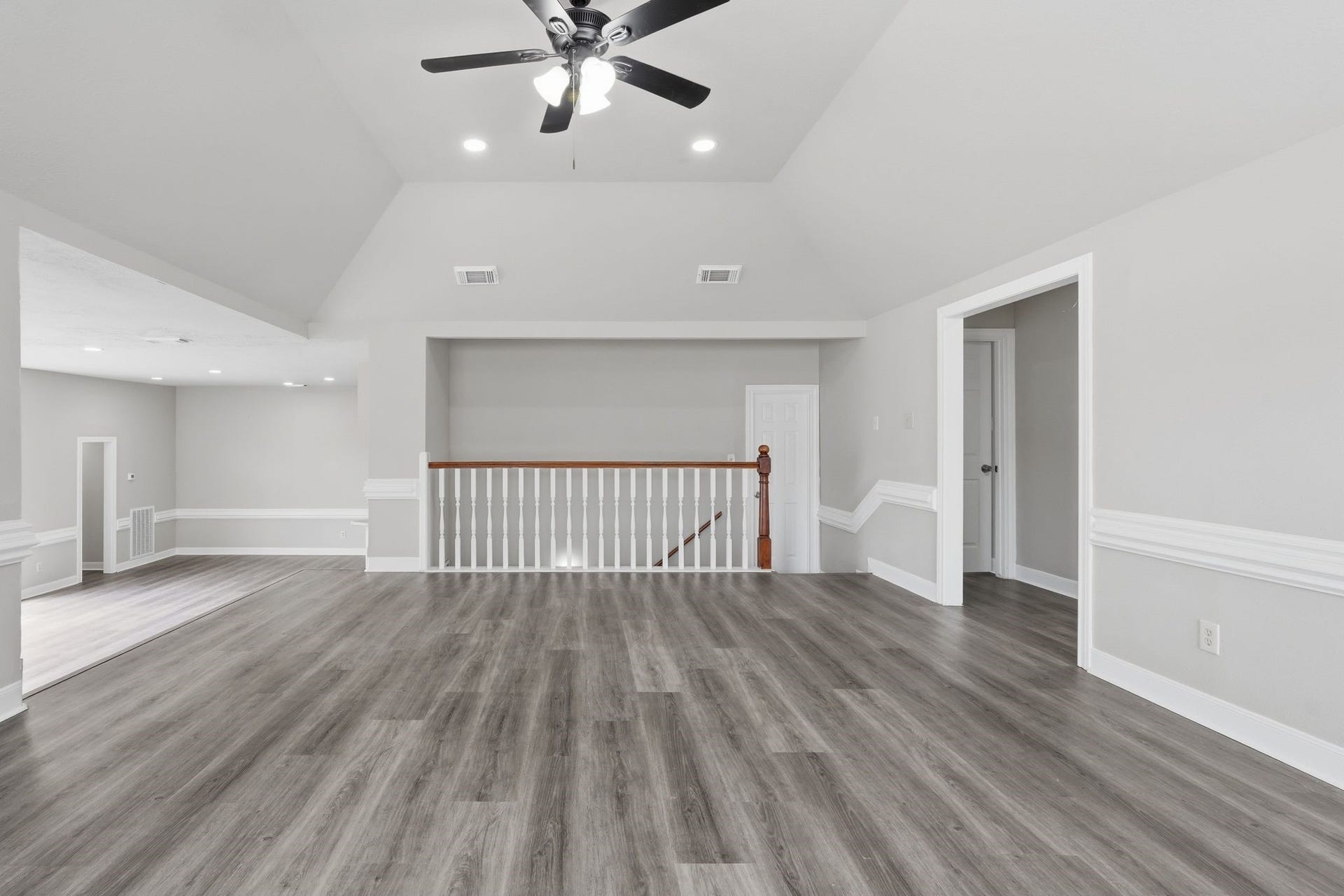 Elevated Living room with access to the second set of stairs!