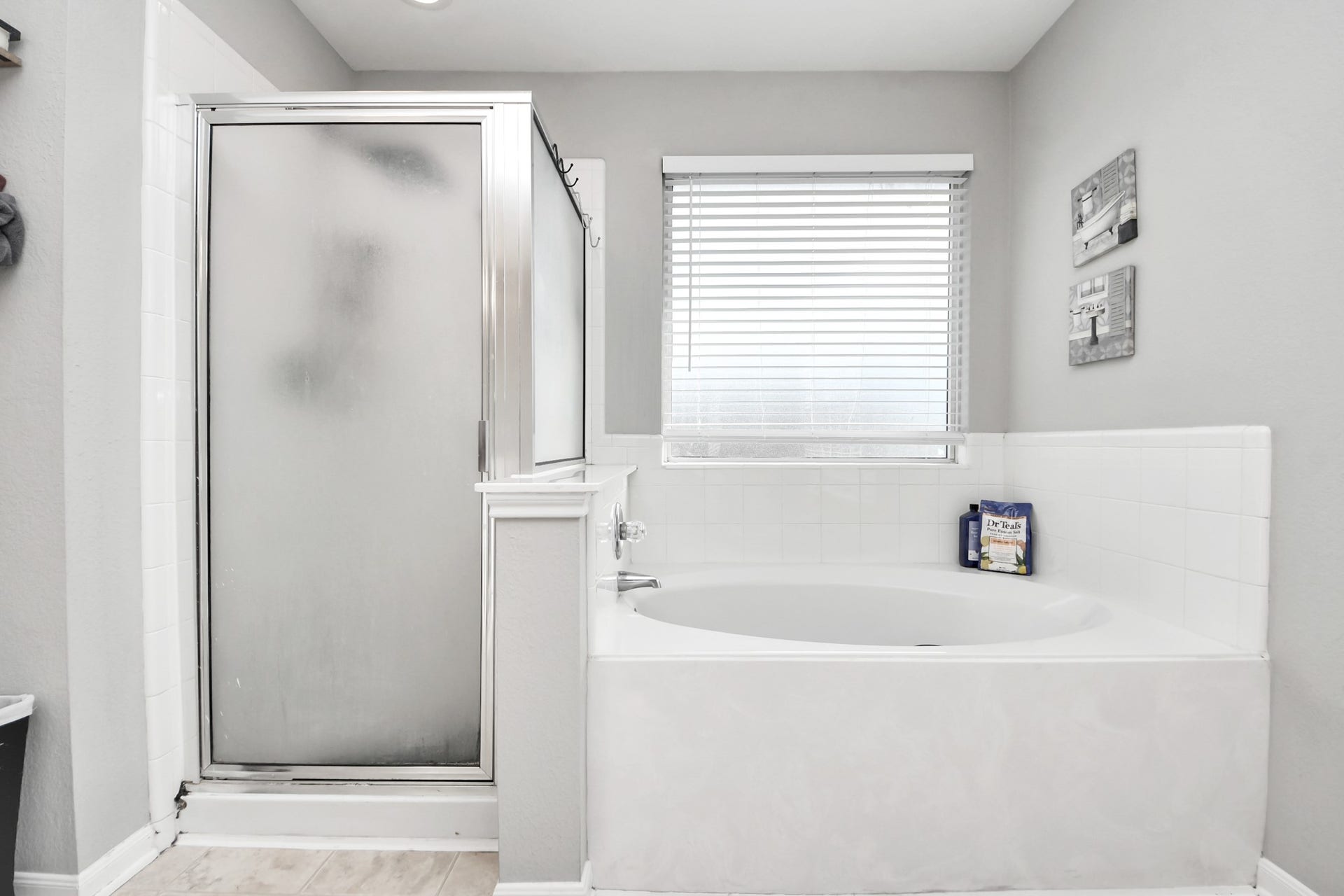Shower and bath tub combo.