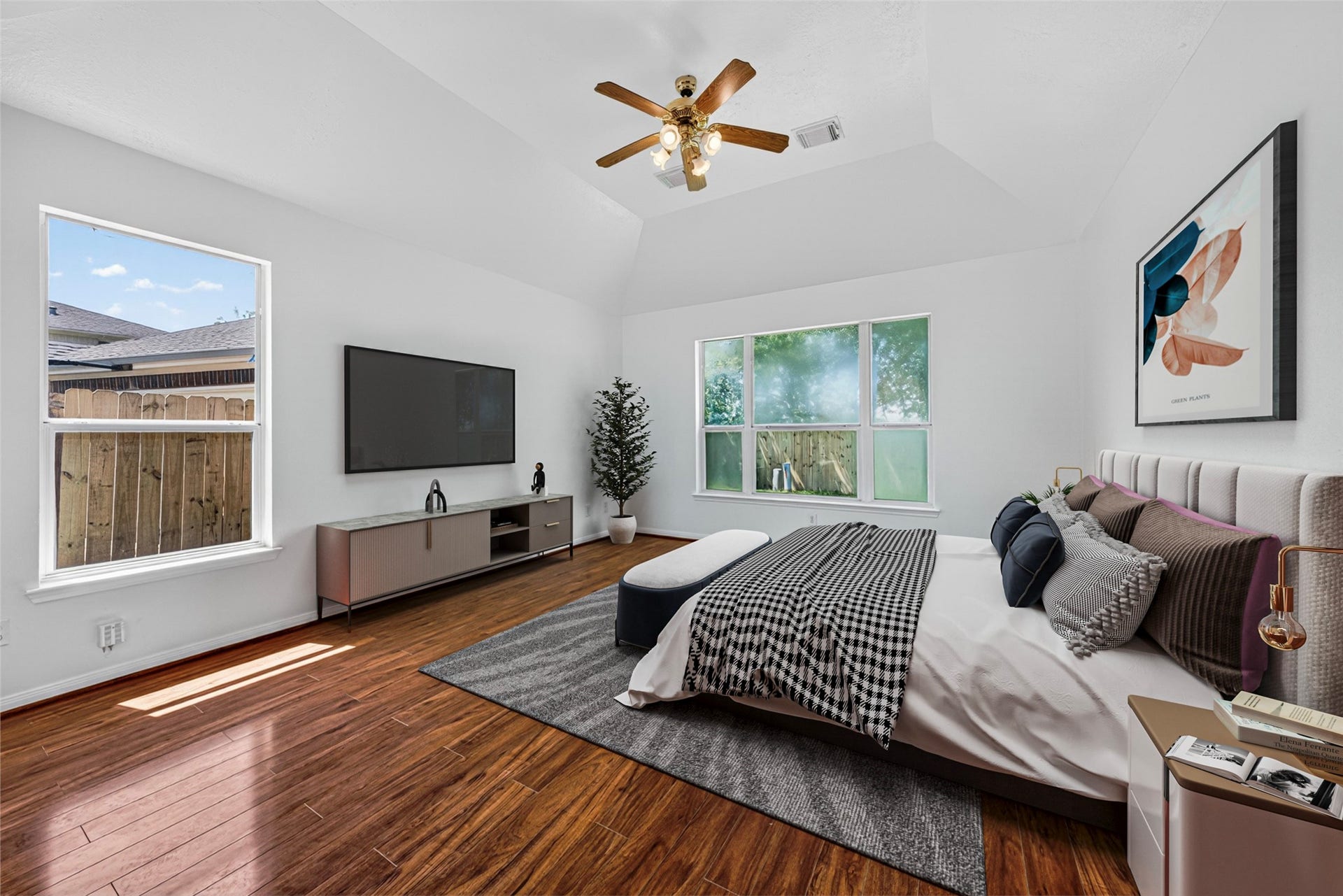 13910 Sunset View Drive, Houston, TX 77083 The master bedroom is exceptionally spacious and serves as a true retreat with multiple windows creating a bright atmosphere.