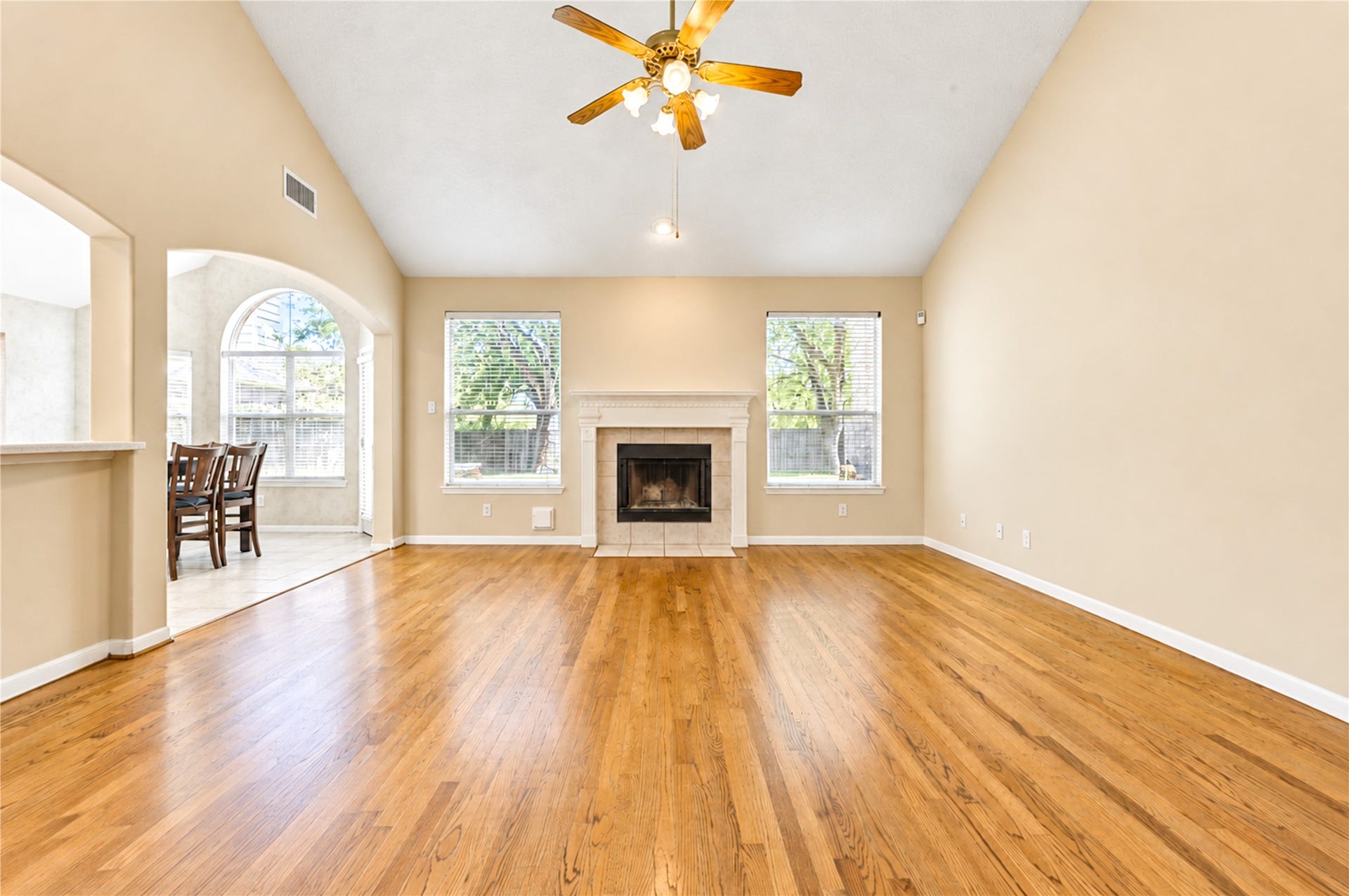 3835 Heritage Colony Drive, Missouri City, TX 77459 Vaulted ceilings in living room