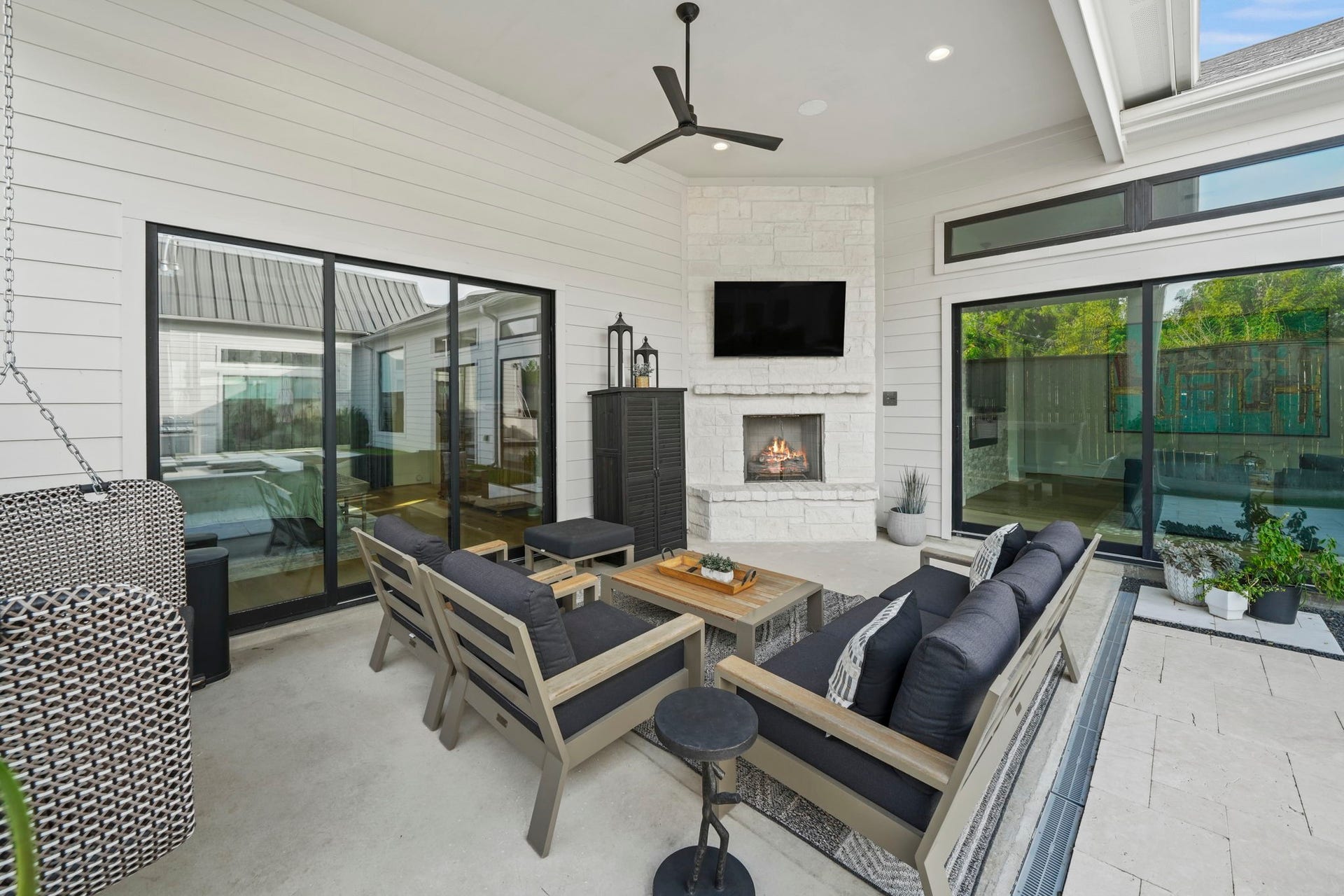 6425 Remlap Street, Houston, TX 77055 The outdoor entertaining space with fireplace adds yet another living space to this beautiful home!