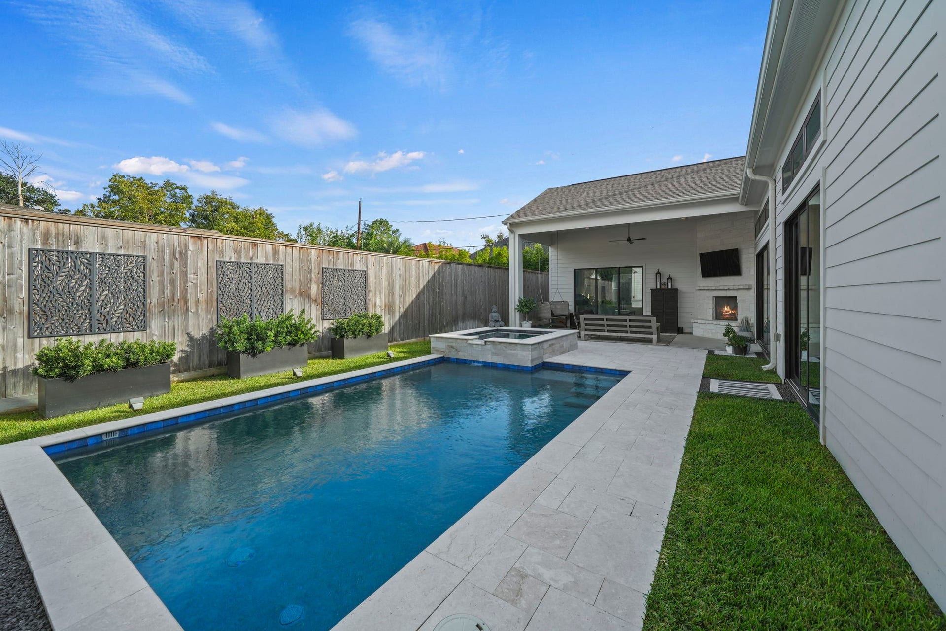 6425 Remlap Street, Houston, TX 77055 The gorgeous pool and spa are positioned perfectly in the backyard and an 8 foot fence provides so much privacy!