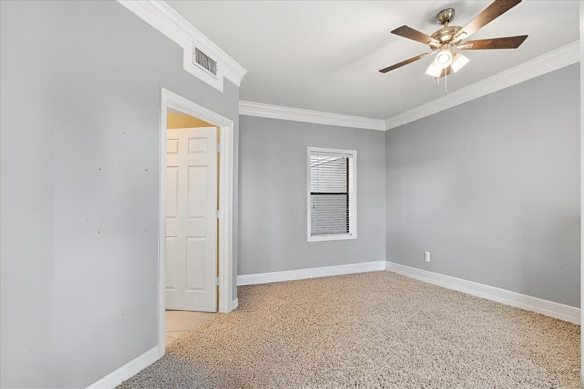 3326 Desert Inn Drive, Montgomery, TX 77356 Primary bedroom has ceiling fan and is flooded with light