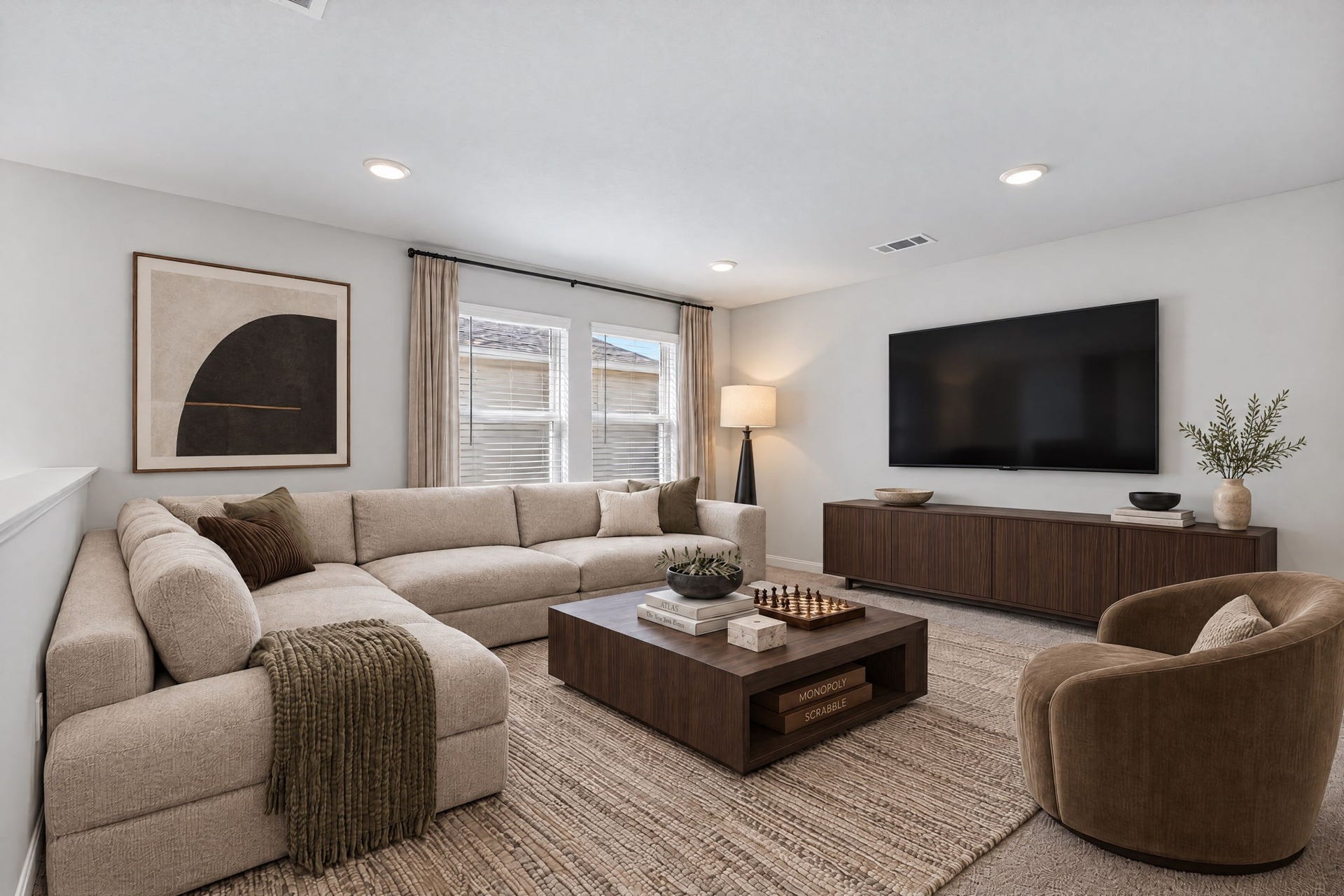 5243 Shallowhurst Lane, Katy, TX 77449 FLEX ROOM - The upstairs game room gives you a second living space with plush carpet, recessed lighting, and two windows. Its a great spot for movie nights.