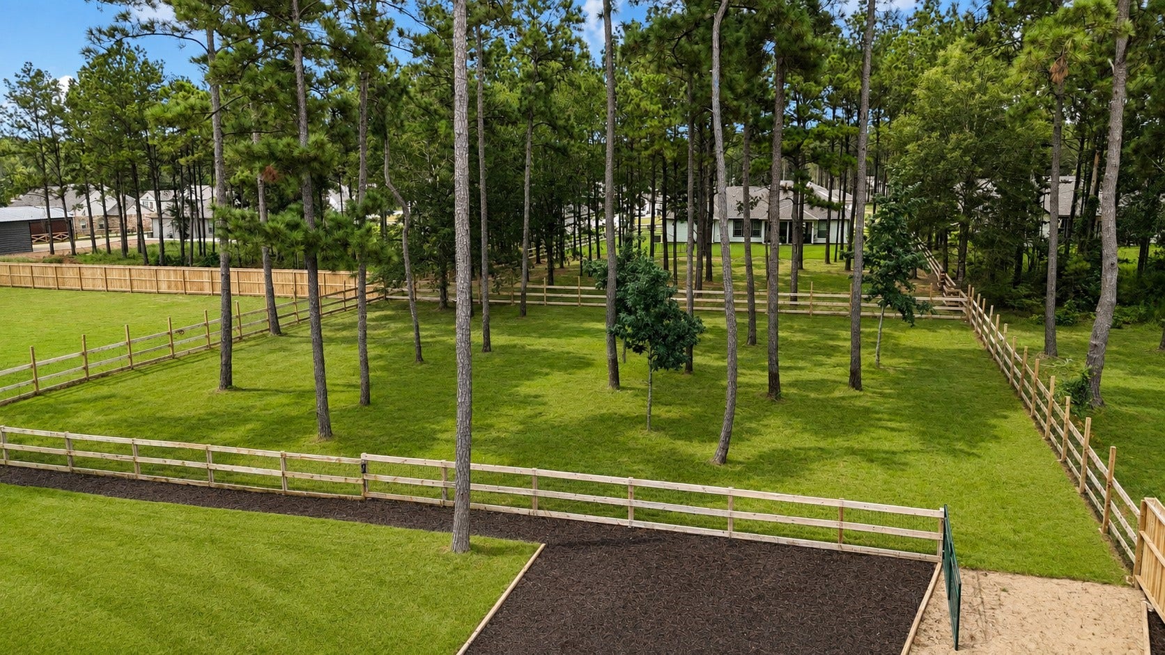 13432 Maverick Trail Road, Conroe, TX 77303 This shows the fencing around both and a gate vehicle ready to access your future shop addition