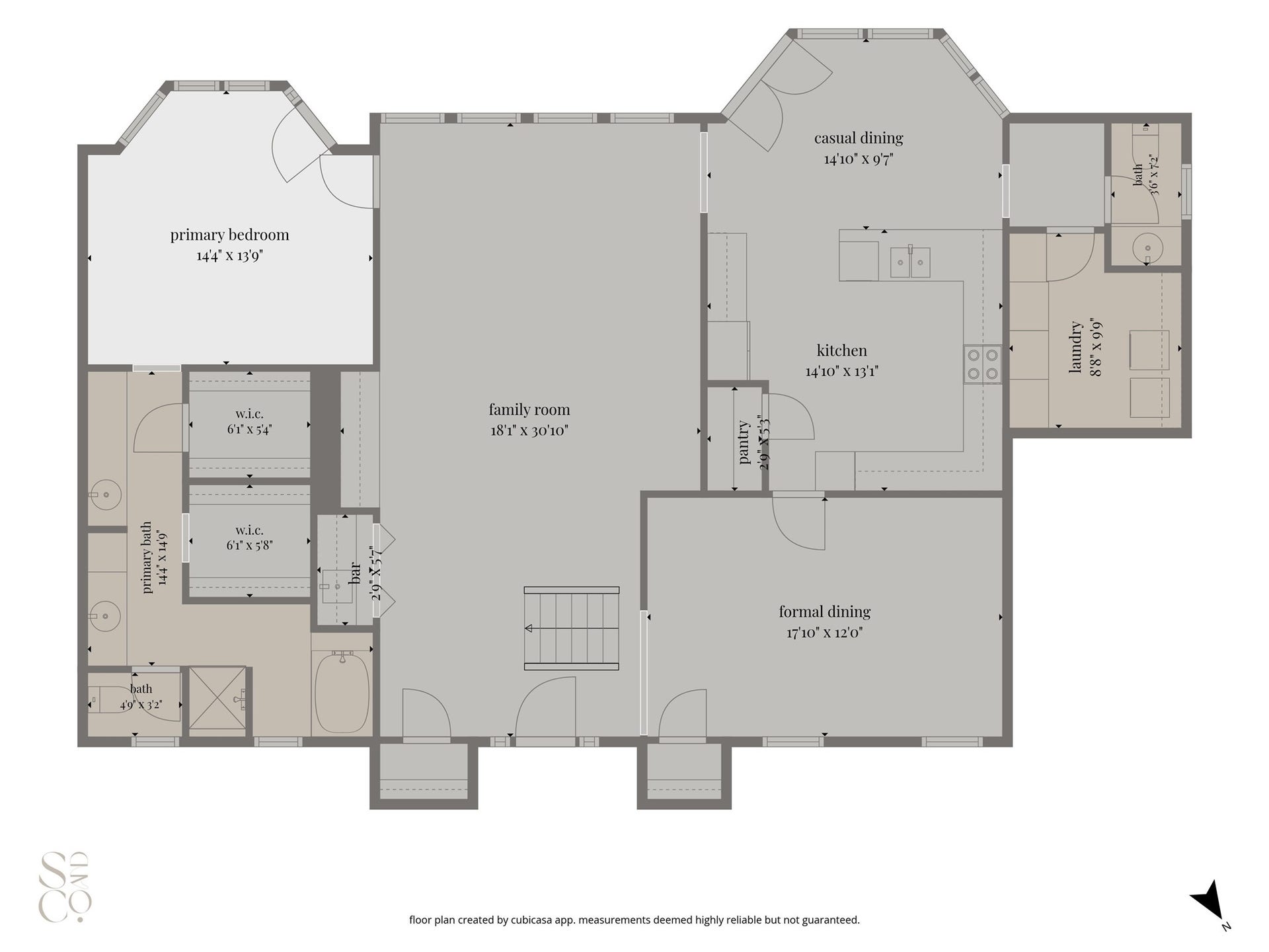 1523 Plantation Drive, Richmond, TX 77406 First floor layout with room measurements.