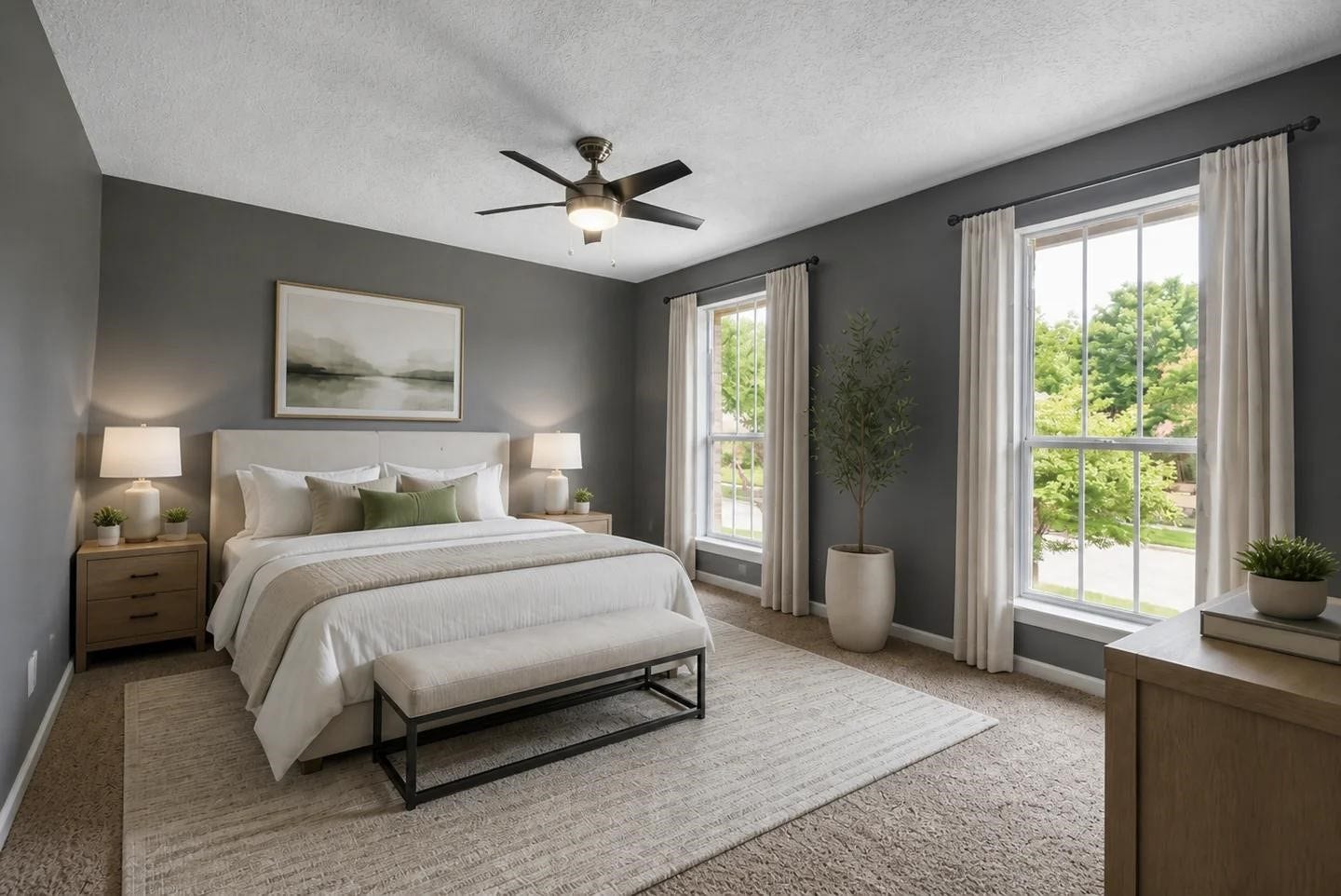 1523 Plantation Drive, Richmond, TX 77406 Bedroom 4 with large windows, and double door closet, direct access to bathroom 3. Shown virtually staged.