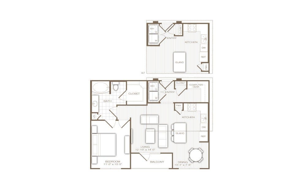 2700 Brazos Street, #4201, Houston, TX 77006 This is the Peninsula plan with the dreamy, large kitchen and designated dining area, balcony. Great plan!