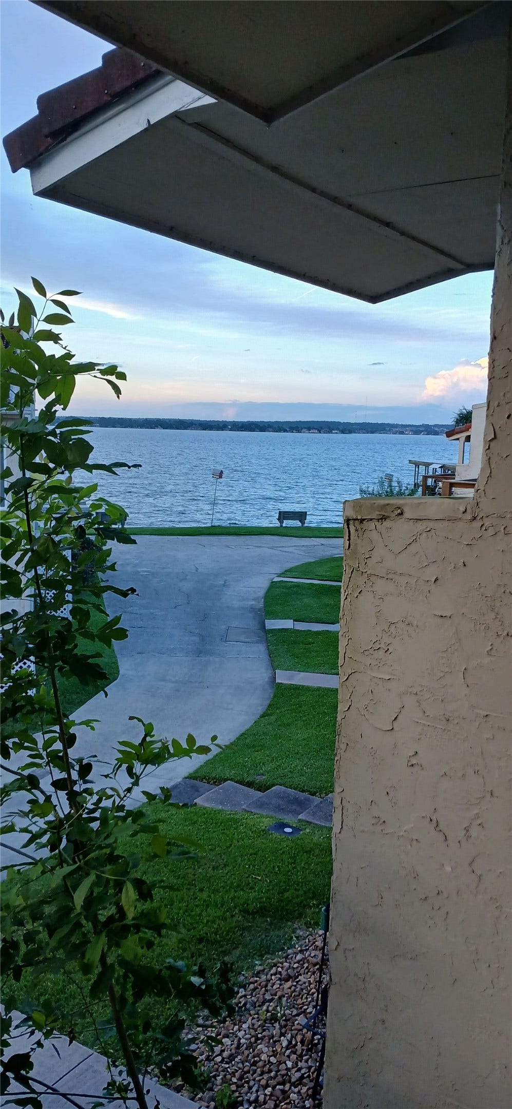 view of lake from primary balcony, phone photo