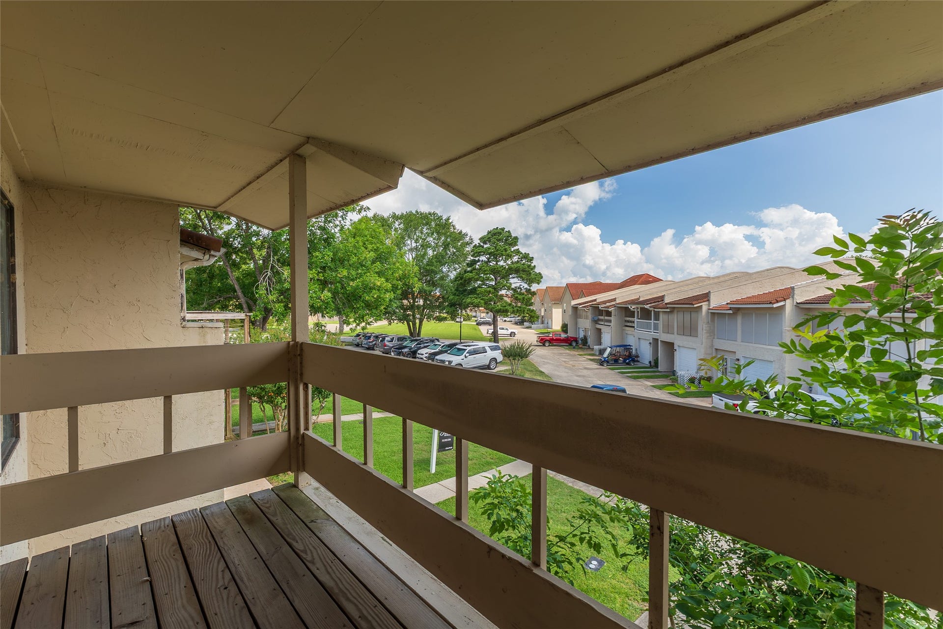 balcony outside the primary bedroom looking to the left