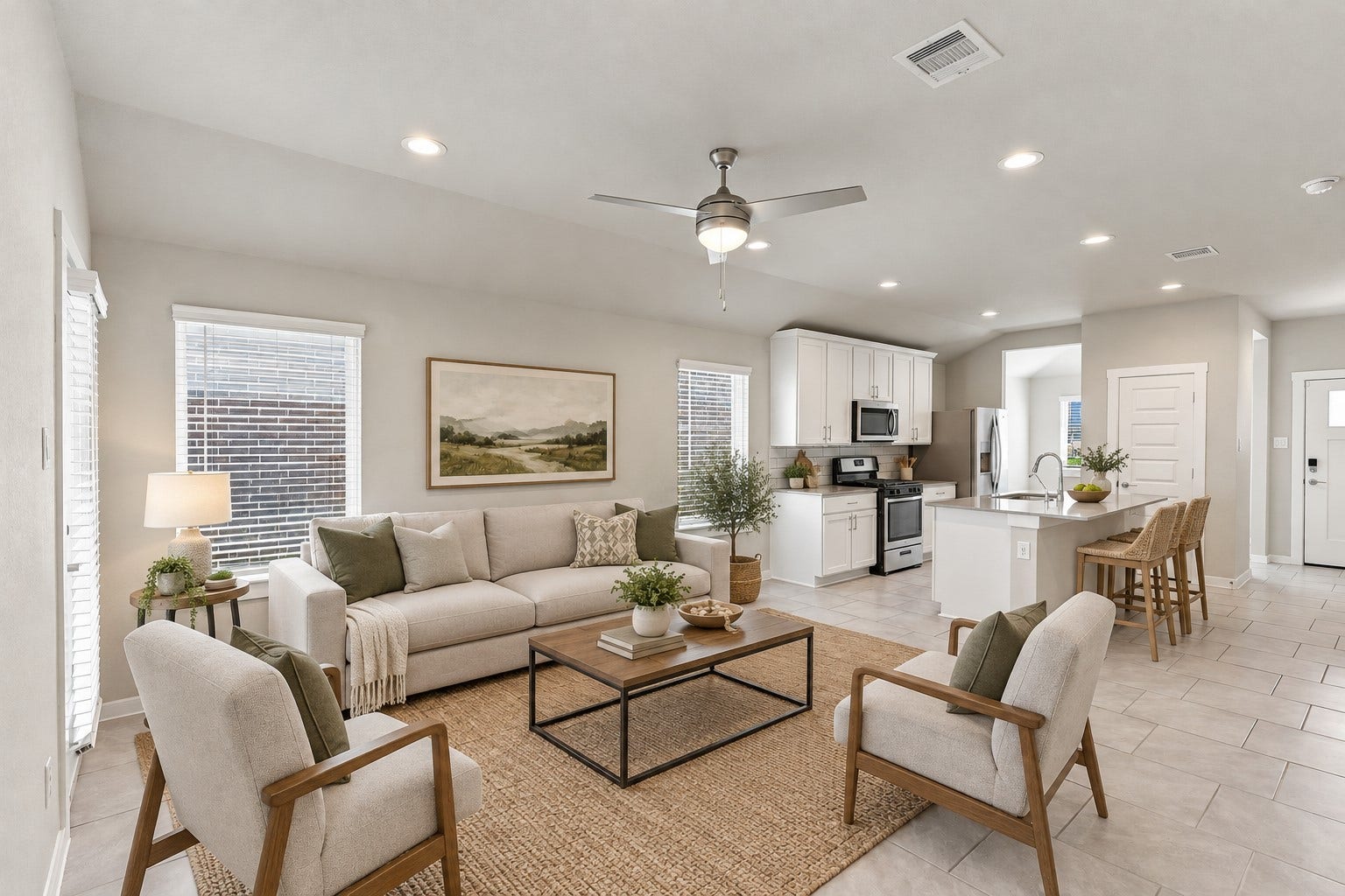 7510 Keystone Blossom Trail, Richmond, TX 77407 Family Area flows gently into the Dramatic Gourmet Kitchen that features Beautiful Quartz Countertops, Large Eat in Island, Deep Undermount Sink, Pull Out Swan Kitchen Faucet! Make that call today!