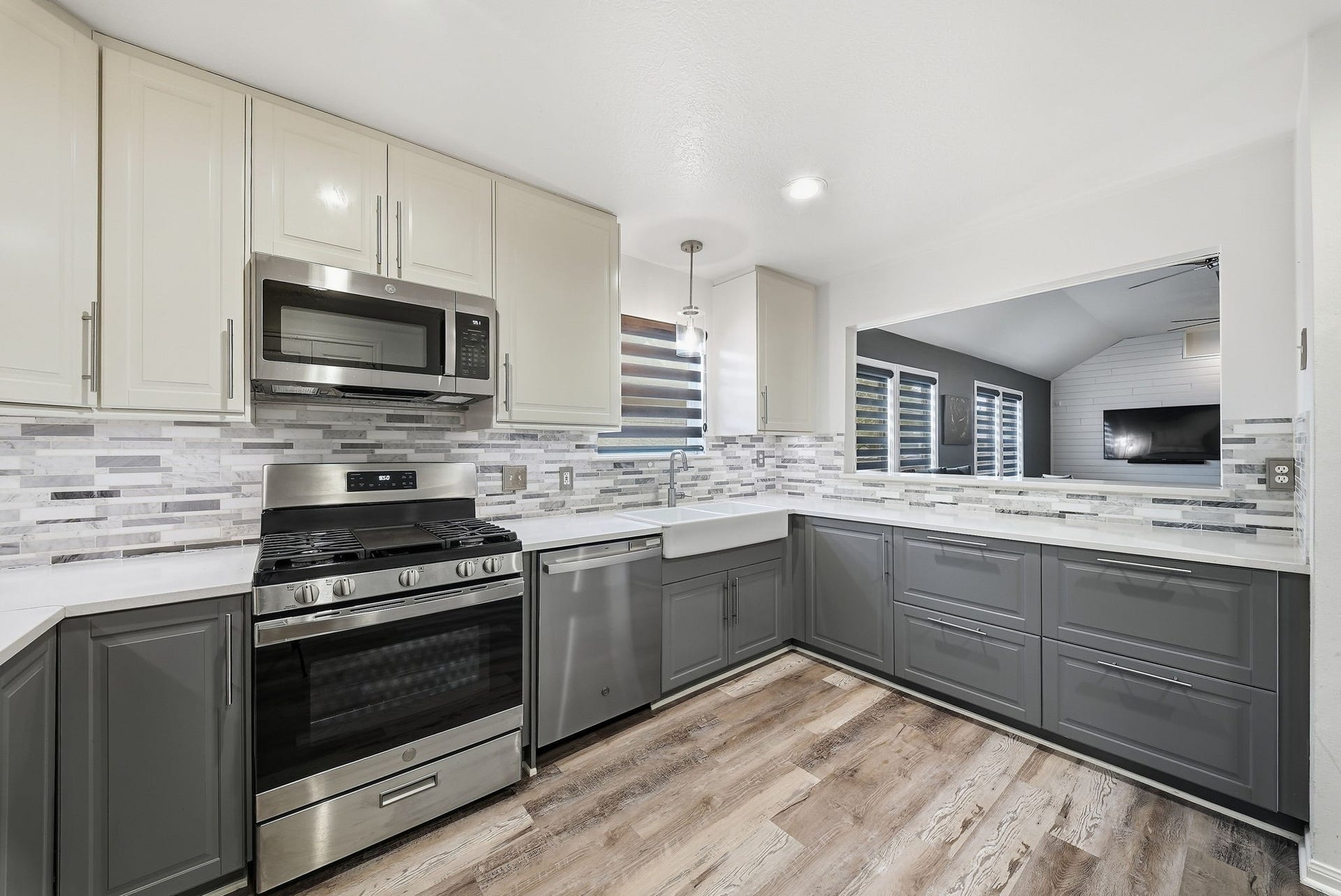 1917 Chapman Street, Houston, TX 77009 Spacious kitchen featuring an open-concept layout that flows seamlessly into the living area.