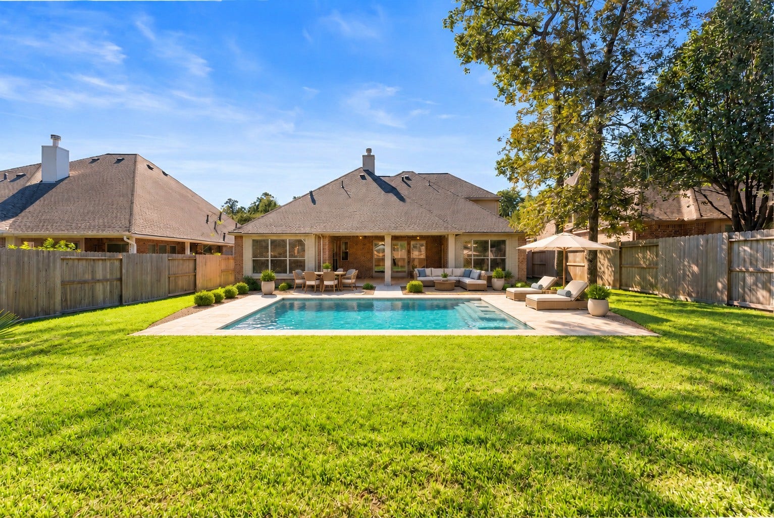 VIRTUALLY STAGED - Rendering of the possibilities for an outdoor oasis.