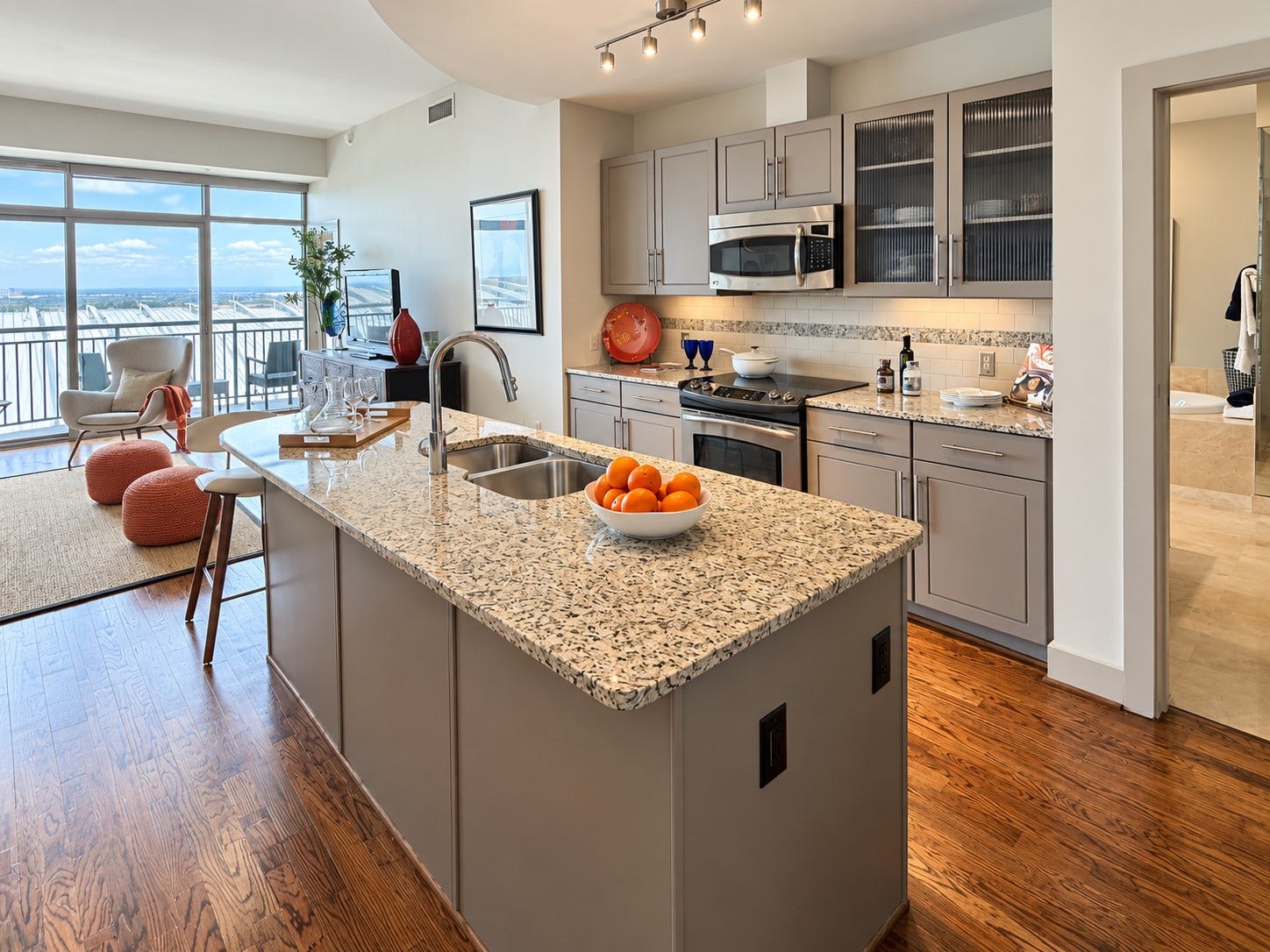 1400 McKinney Street, #1309, Houston, TX 77010 The kitchen is truly at the heart of this home. Picture friends gathered around the island while dinner is cooking, music playing and conversation flowing into the living room, its a space made for being together.