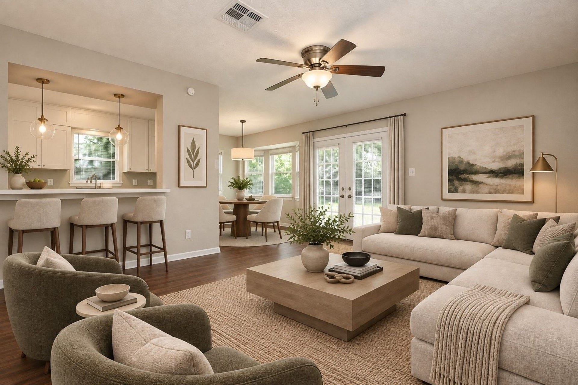 922 Bacliff Drive, Bacliff, TX 77518 What an amazing room! Imagine yourself sitting in this living area with your favorite book or enjoying coffee & breakfast at the table. Room virtually staged.