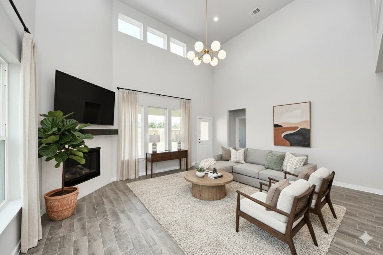 63 Knight Bayou Drive, Dayton, TX 77535 Virtually Staged - Living Room. Sample photo of completed home with similar floor plan. Actual colors and selections may vary.
