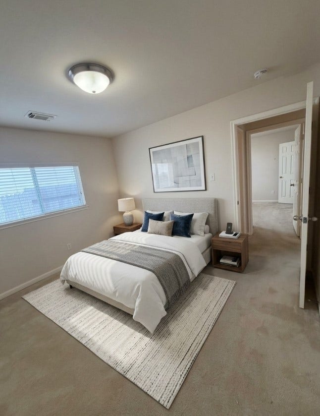 21723 Saragosa Pond Lane, Spring, TX 77379 Stylishly staged bedroom offers a cozy retreat with natural light and modern decor.