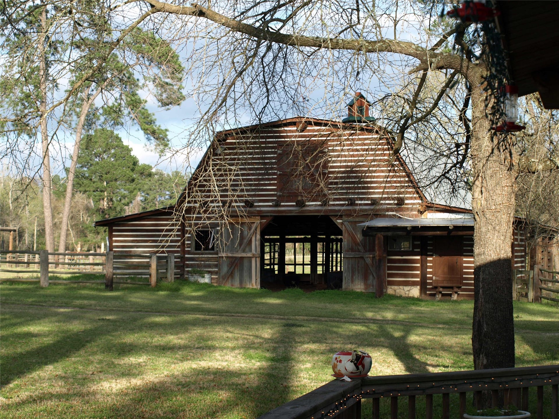 3920 Spring Branch Road, Montgomery, TX 77316 Barn with stalls and storage rooms.