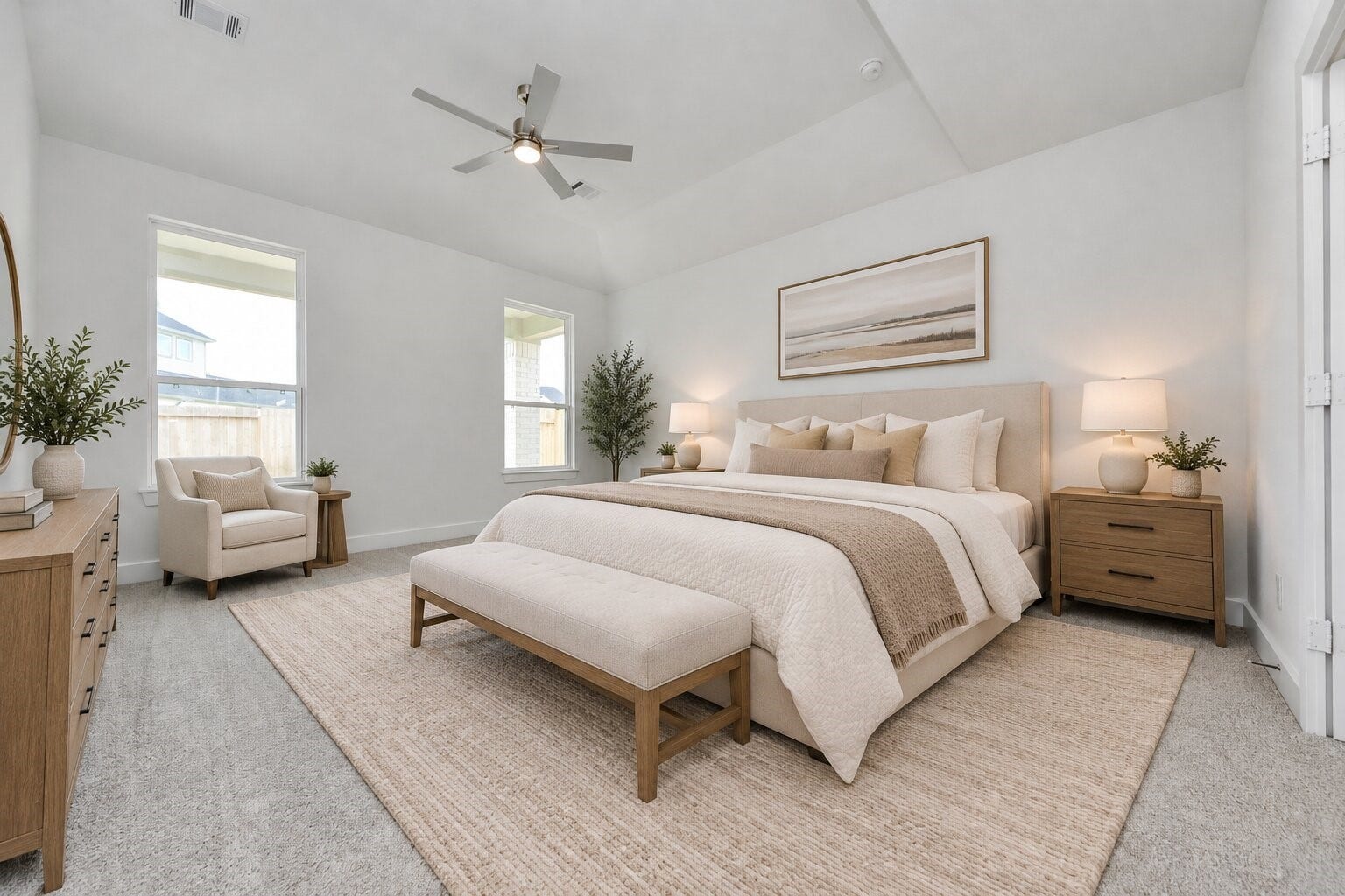 3221 Skerne Spring Drive, Spring, TX 77373 Virtually Staged - Primary Bedroom. Sample photo of completed home with similar floor plan. Actual colors and selections may vary.