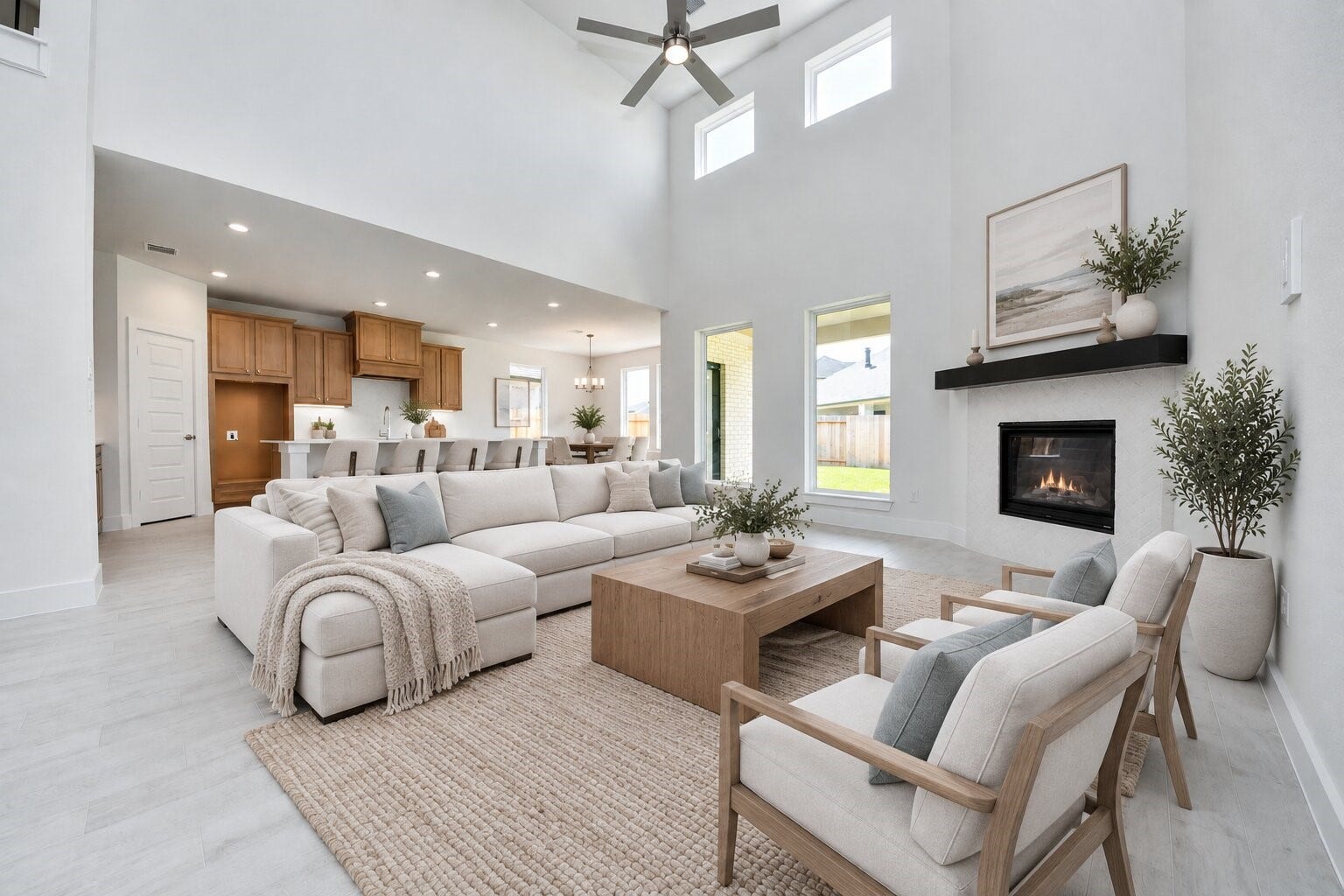 3221 Skerne Spring Drive, Spring, TX 77373 Virtually Staged - Living Room. Sample photo of completed home with similar floor plan. Actual colors and selections may vary.