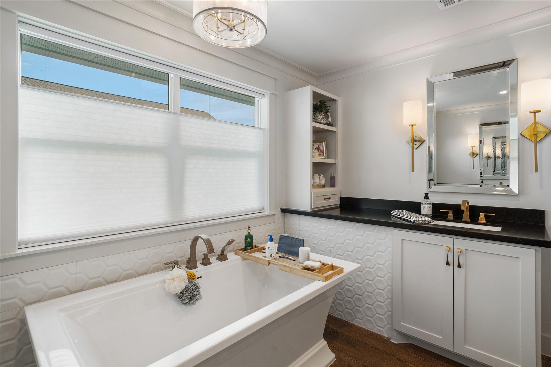 276 Barracuda Street, Bayou Vista, TX 77563 Luxurious soaking tub set beneath a bright, inviting space the perfect retreat for relaxation and spa-like comfort at home