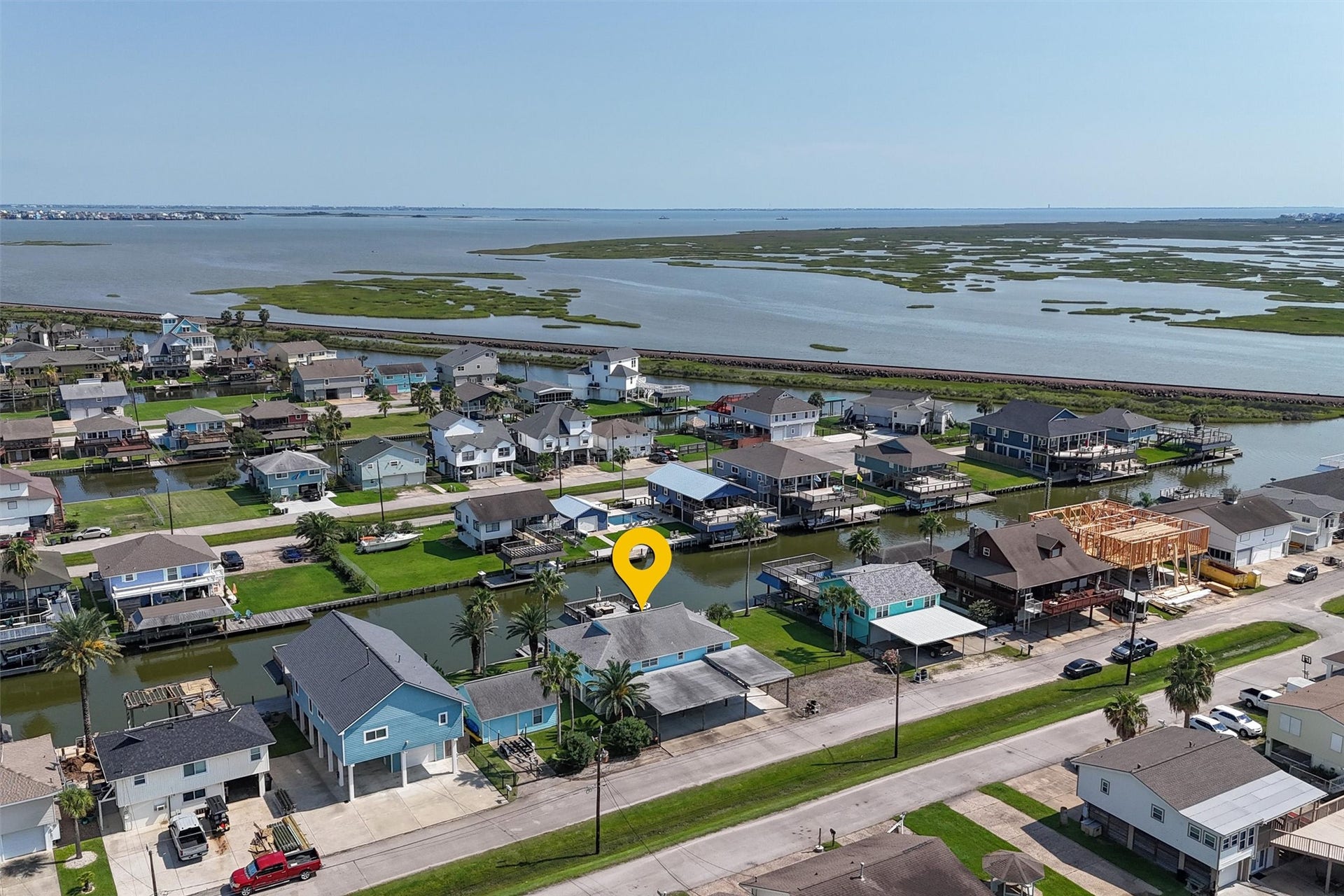 276 Barracuda Street, Bayou Vista, TX 77563 This photo shows you how close the home is to the boating exit. Beyond the boating exit is Jones Lake, the ICW, Galveston Bay and the Diversionary Canal