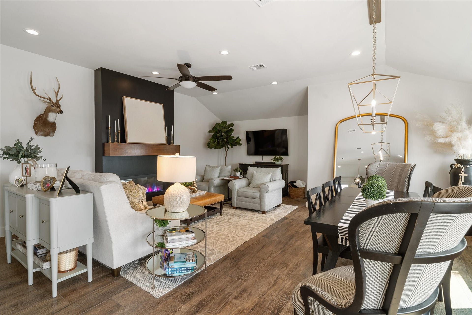 276 Barracuda Street, Bayou Vista, TX 77563 The very large living area, with a custom show stopping electric fireplace, is the perfect setting for evening relaxation after a long day on the water