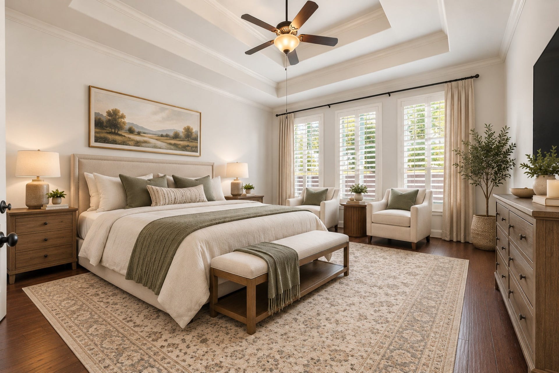 Primary bedroom virtually staged