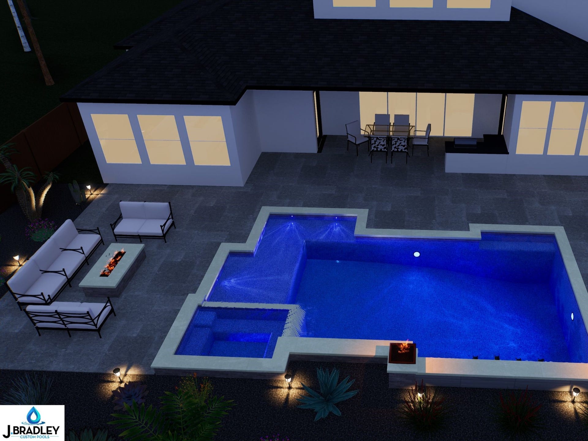 24739 Trull Brook Lane, Spring, TX 77389 Pool rendering by J. Bradley Custom Pools.