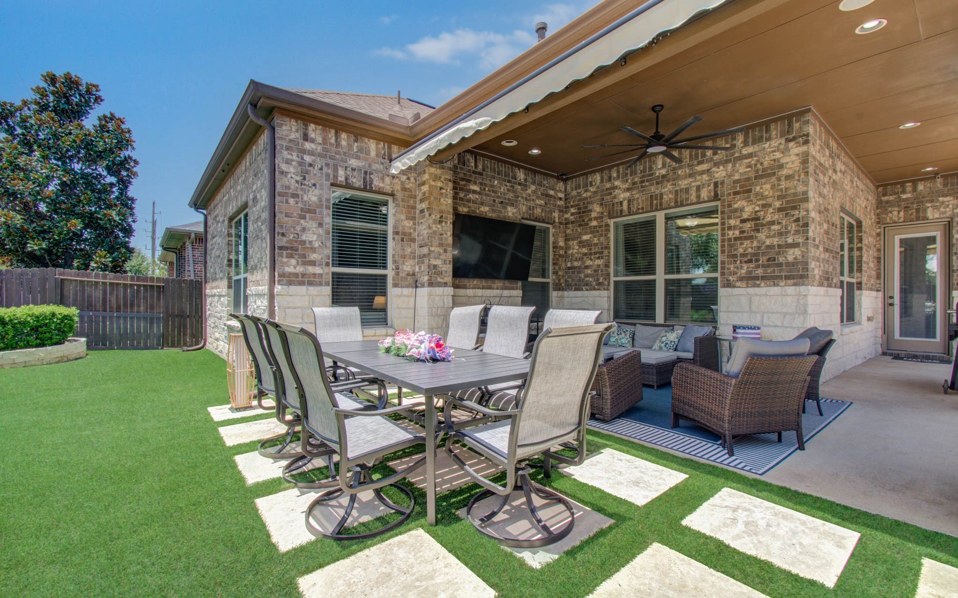 17915 Olde Oaks Estate Court, Cypress, TX 77433 $22k in recent outdoor upgrades including rock bordered flowerbeds, lush landscaping, turfed backyard for low maintenance, new sod in front, stone pathway alongside of home.