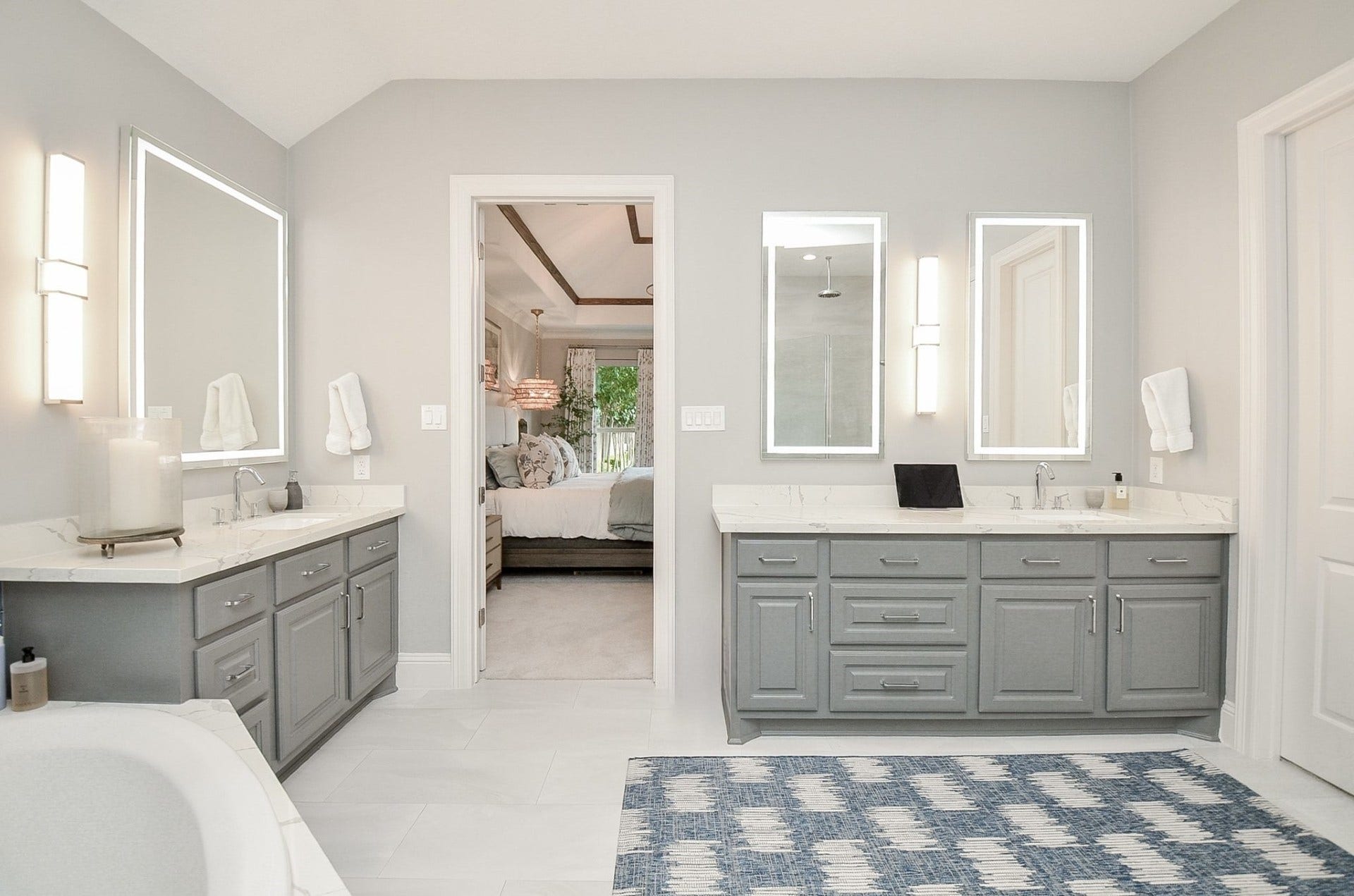 86 Quiet Way Lane, Sugar Land, TX 77498 Luxurious primary bath with dual vanities, soaking tub, and oversized walk-in shower