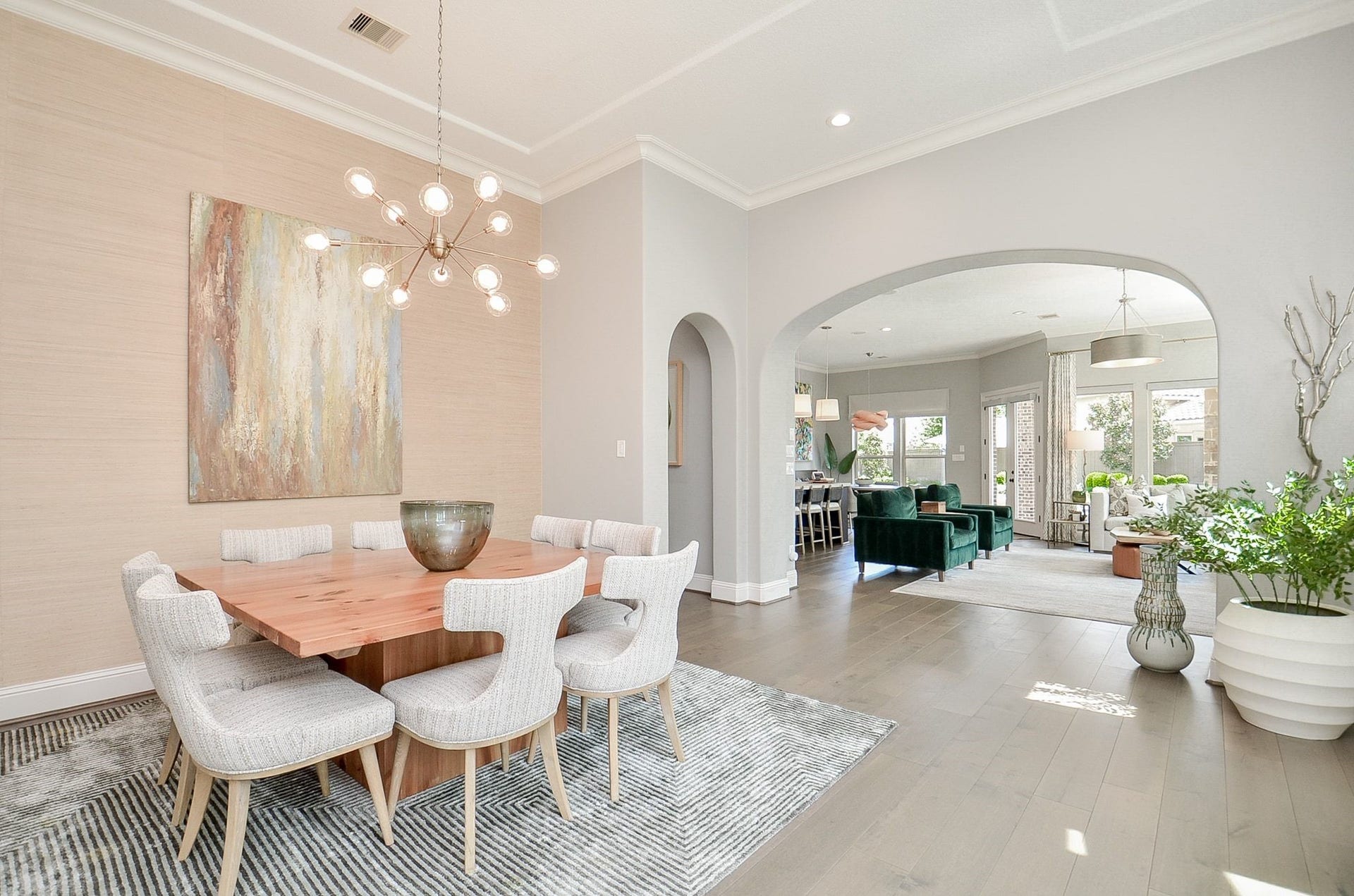 86 Quiet Way Lane, Sugar Land, TX 77498 The formal dining room offers an inviting space for dinner parties, everyday gatherings. and Holiday celebrations