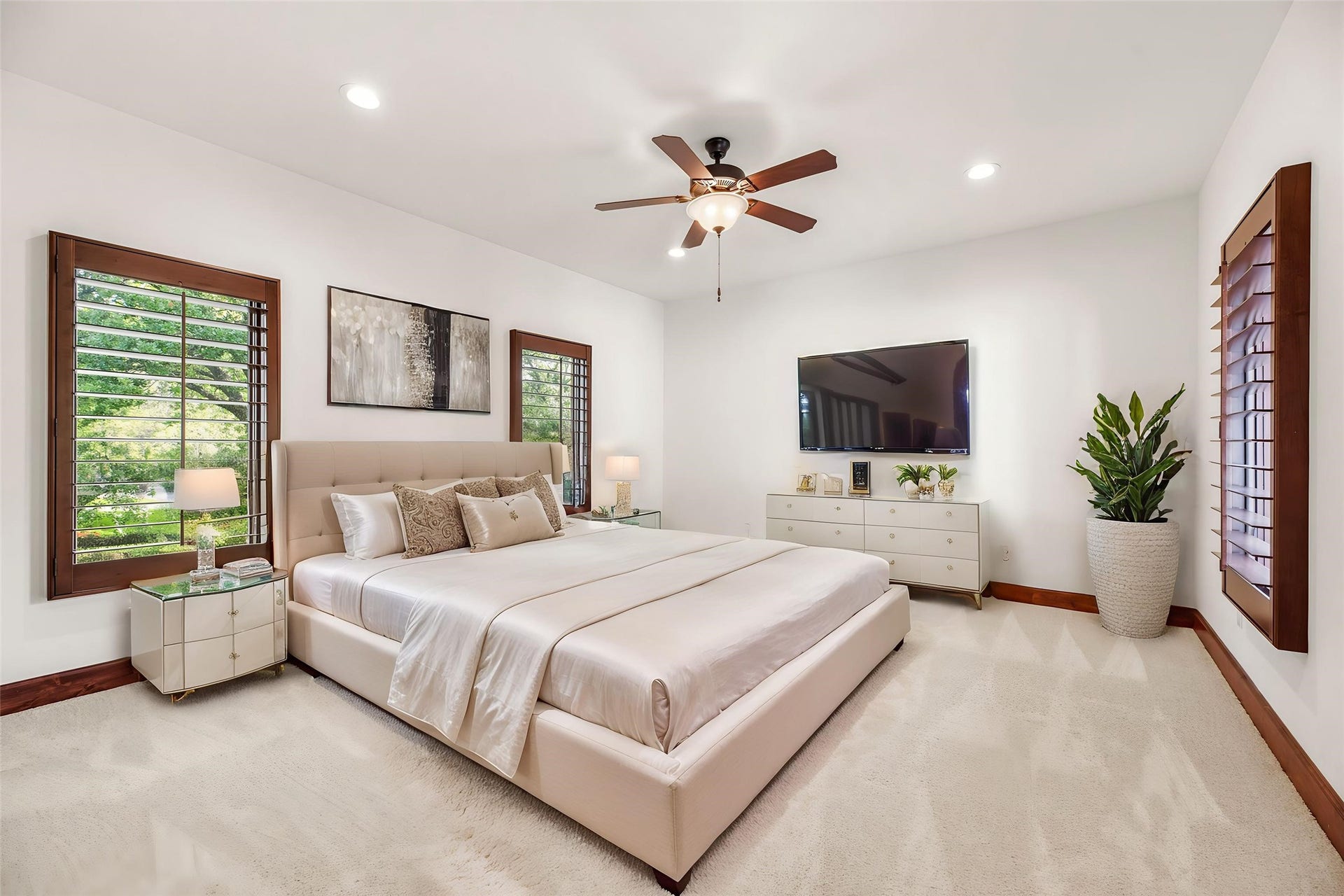 3803 Drake Street, Houston, TX 77005 Secondary bedrooms are generously sized with plush carpeting and large windows, providing a practical and comfortable retreat for guests or family. Virtually staged.