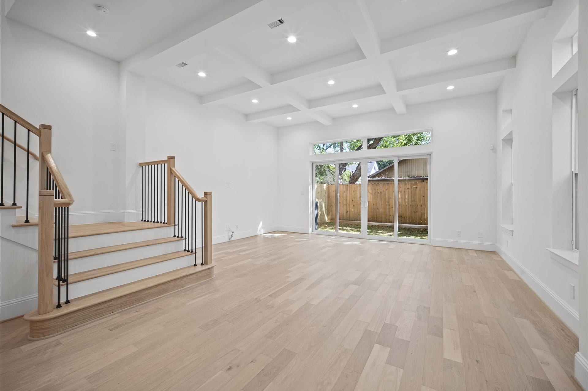 1320 Alexander Street, #A, Houston, TX 77008 First-floor living with 12 ft ceilings and sliding glass doors into the backyard.