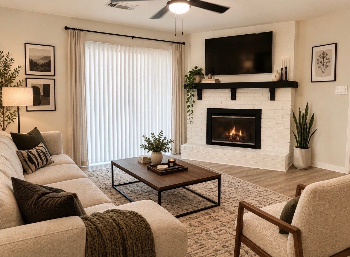 1516 Bay Area Boulevard, #P20, Houston, TX 77058 AI Staged Living Room