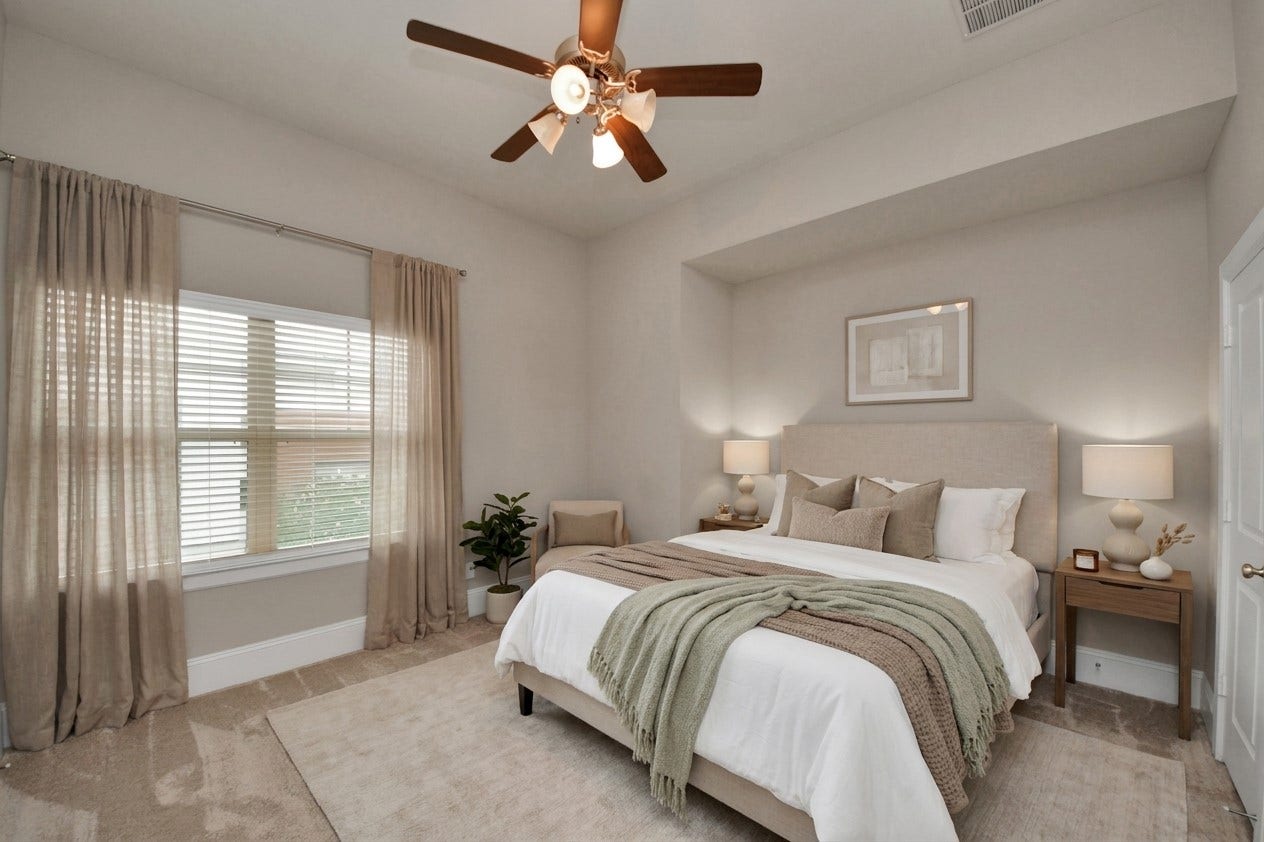 1617 W 23rd Street, Houston, TX 77008 Virtually Staged - Discover the inviting charm of a spacious guest room on the third floor, complete with an ensuite bath and walk-in closet for ultimate comfort and convenience.