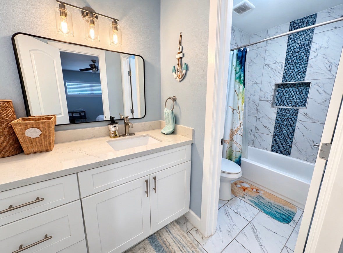1112 32nd Street, Galveston, TX 77550 Primary Bath. With separate Toilet and shower.