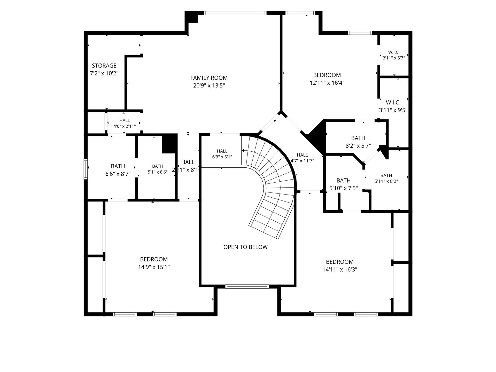 14 Hilshire Grove Lane, Hilshire Village, TX 77055 Second Floor plan. Note measurements are estimates.