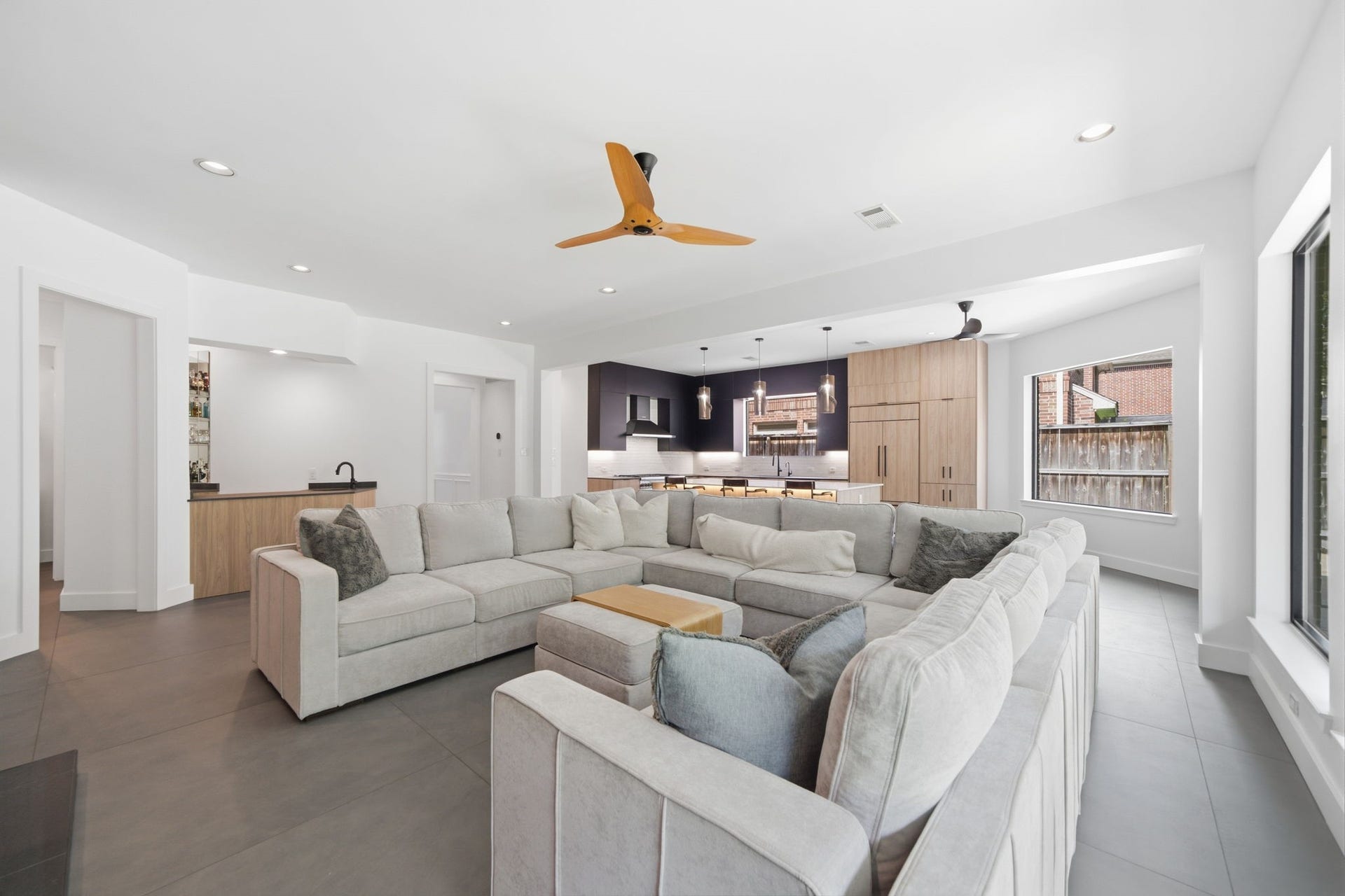 14 Hilshire Grove Lane, Hilshire Village, TX 77055 Open floor plan with Living open to Kitchen and Breakfast. Wet Bar is great for entertaining.