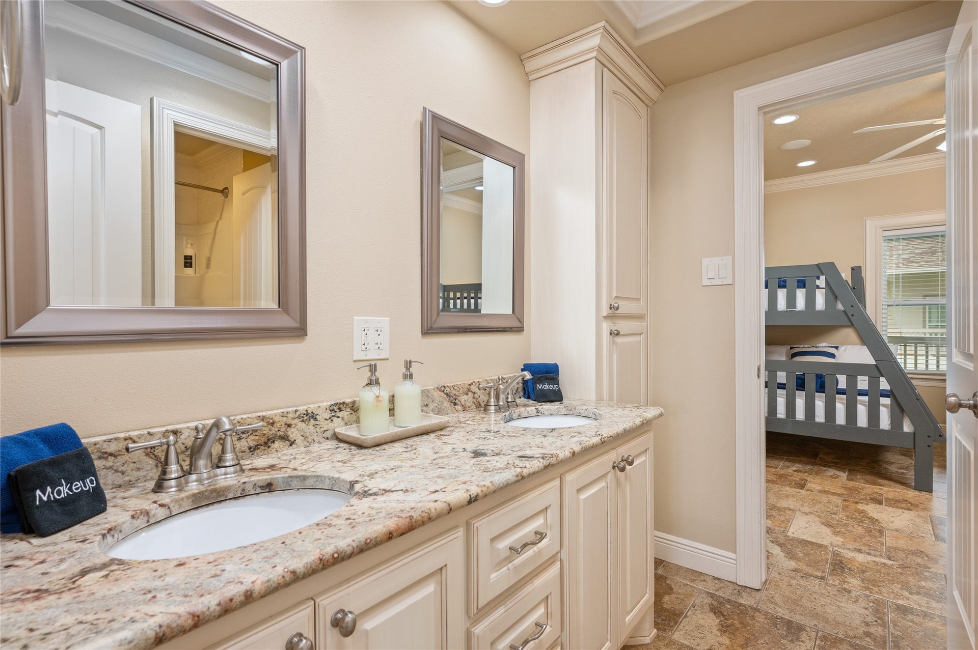 819 Eastview, Crystal Beach, TX 77650 Jack and Jill bathroom between Bedrooms 2 and Bedroom 3