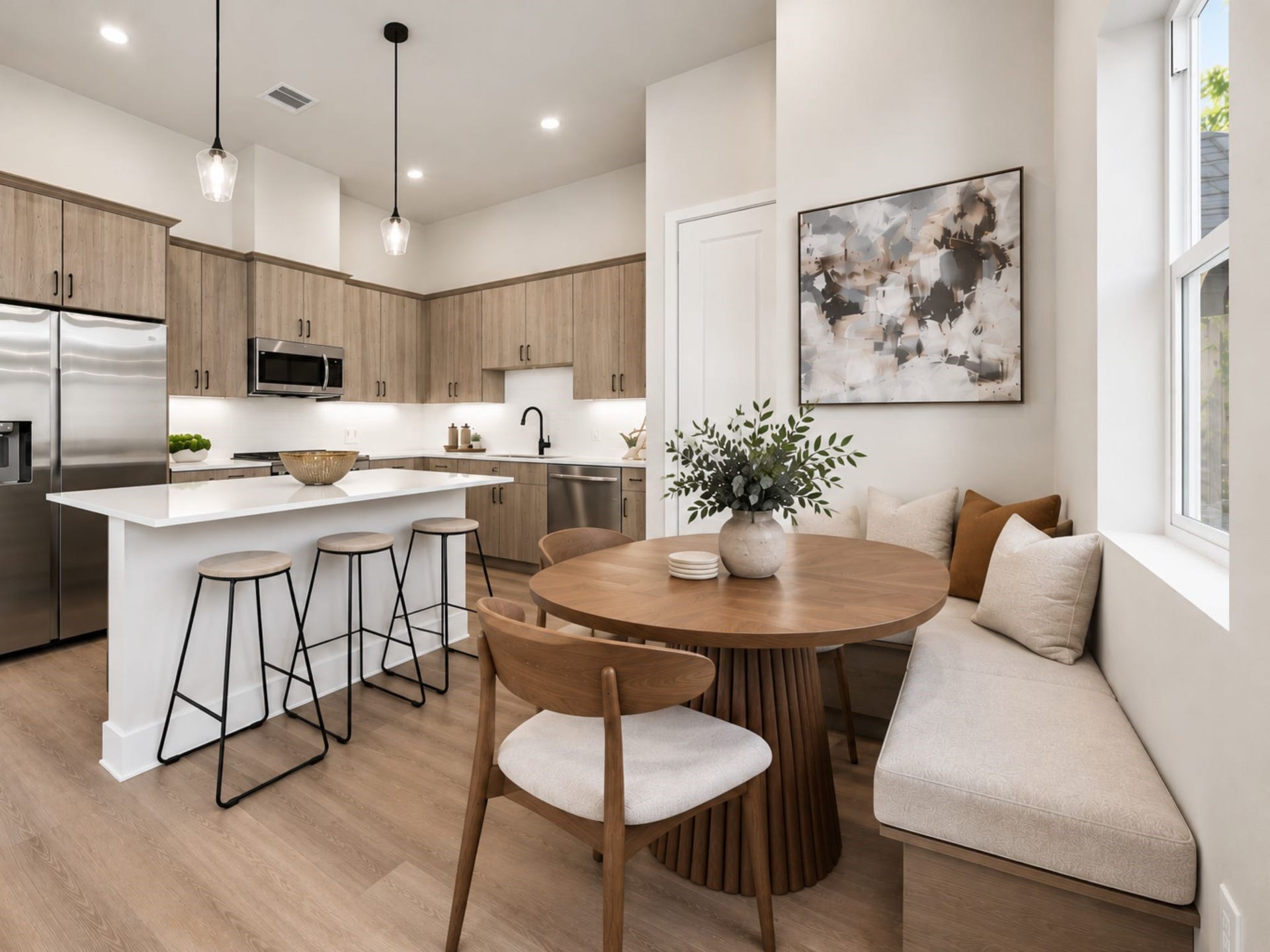 This photo is a designed rendering of potential kitchen options.