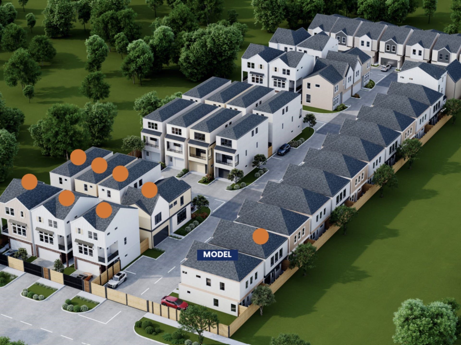This photo is a designed rendering  of available sites for Haven at Highland.