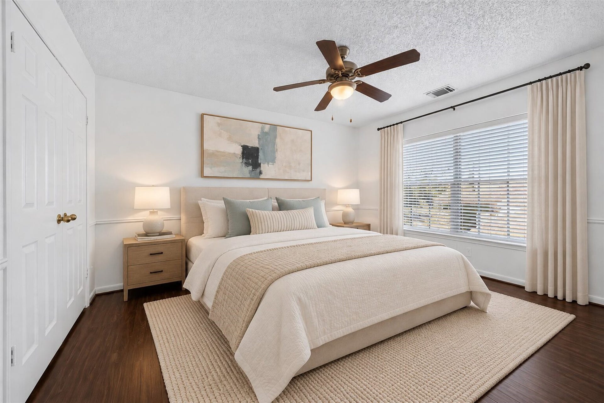 10215 Minturn Lane, Houston, TX 77064 Virtually staged bedroom highlighting a comfortable layout and space for additional furnishings.
